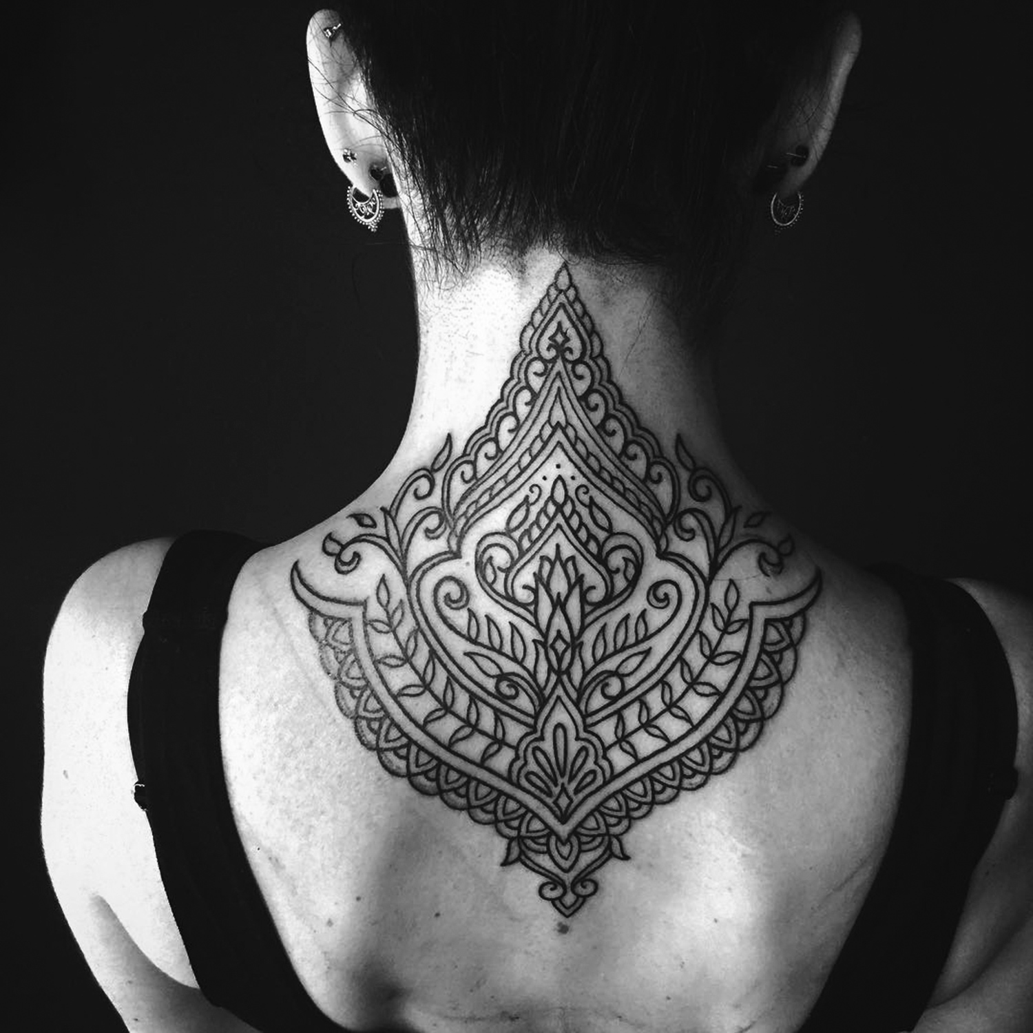 Ellemental Tattoos - upper back and neck ornamental tattoo