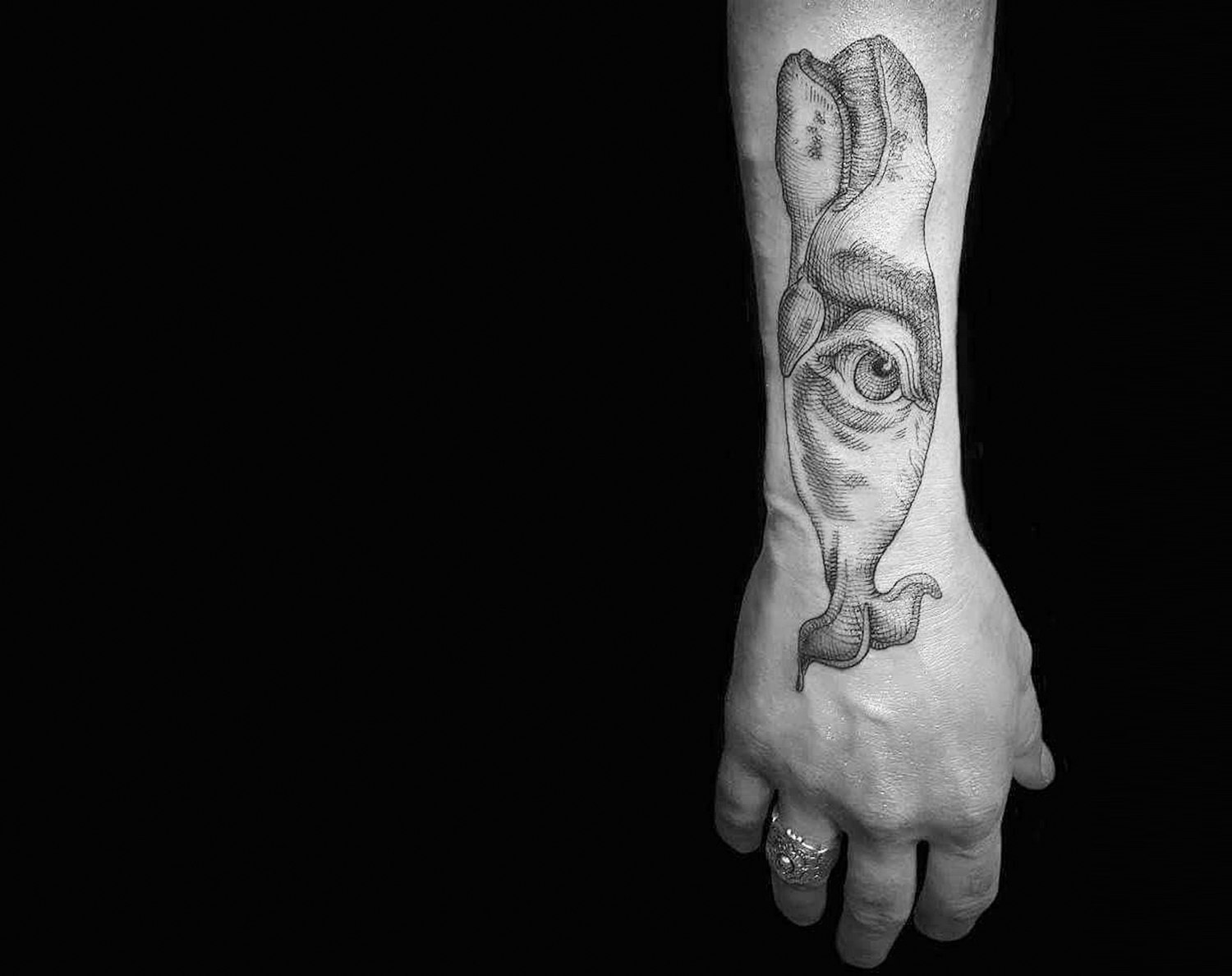 whale and eye tattoo, surreal