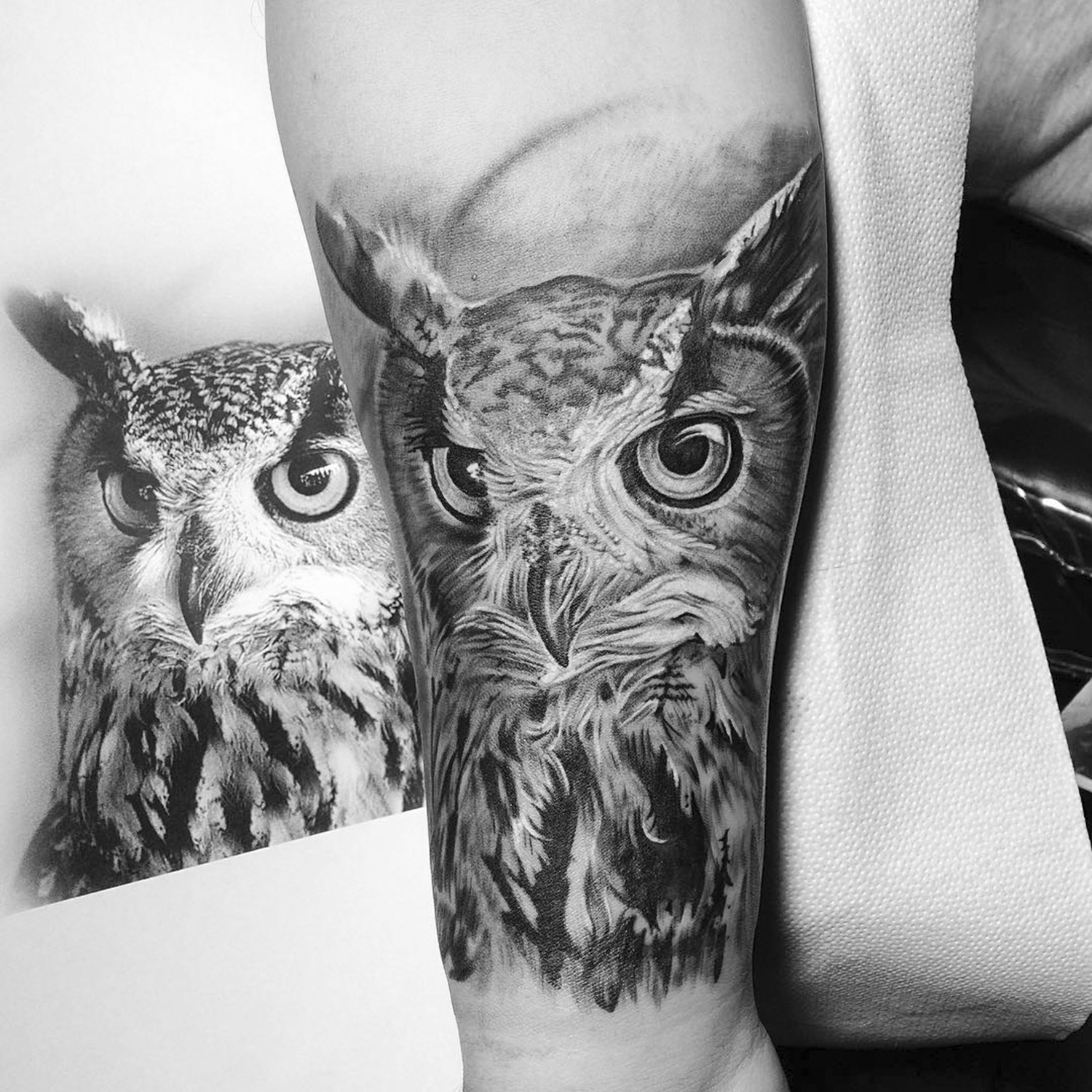 realistic owl tattoo 