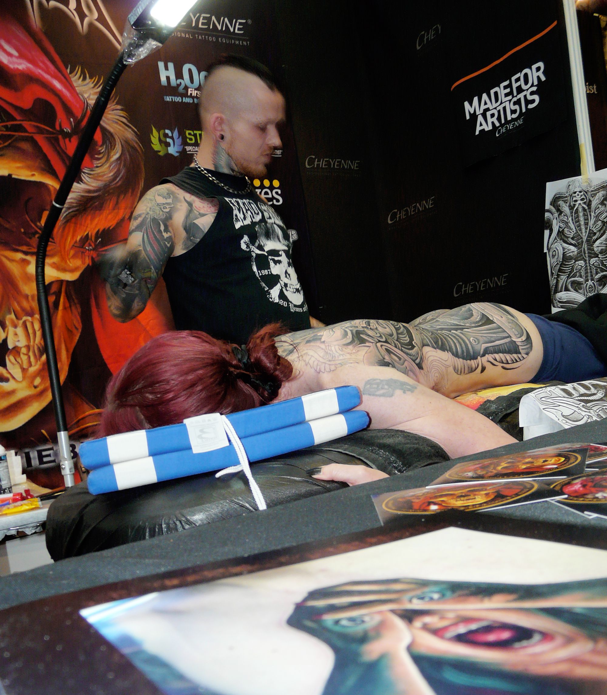 julian siebert baphomet, giger inspired back tattoo, berlin