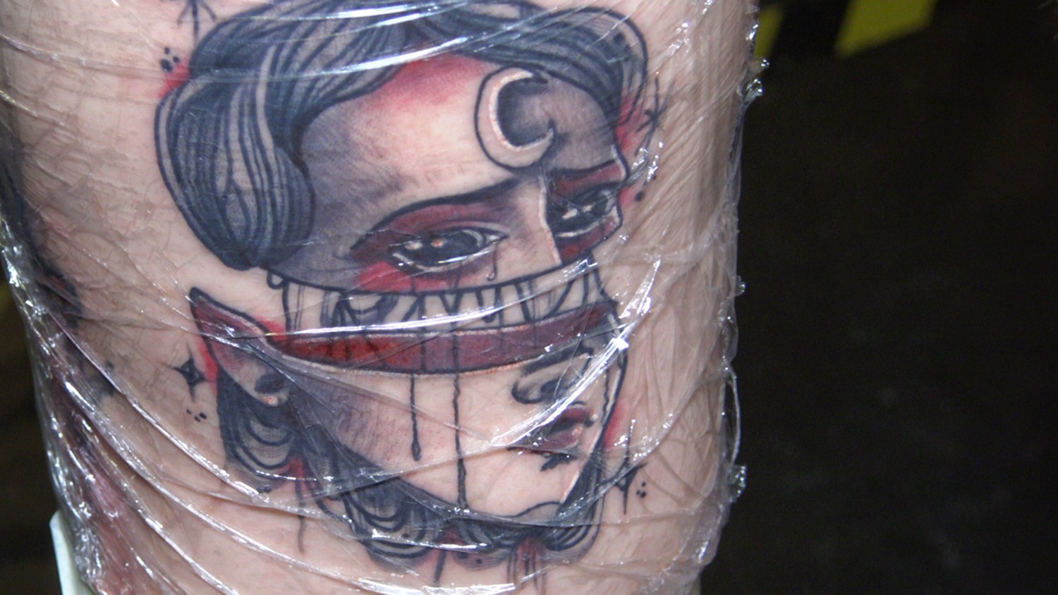 snip art tattoo, cut head girl
