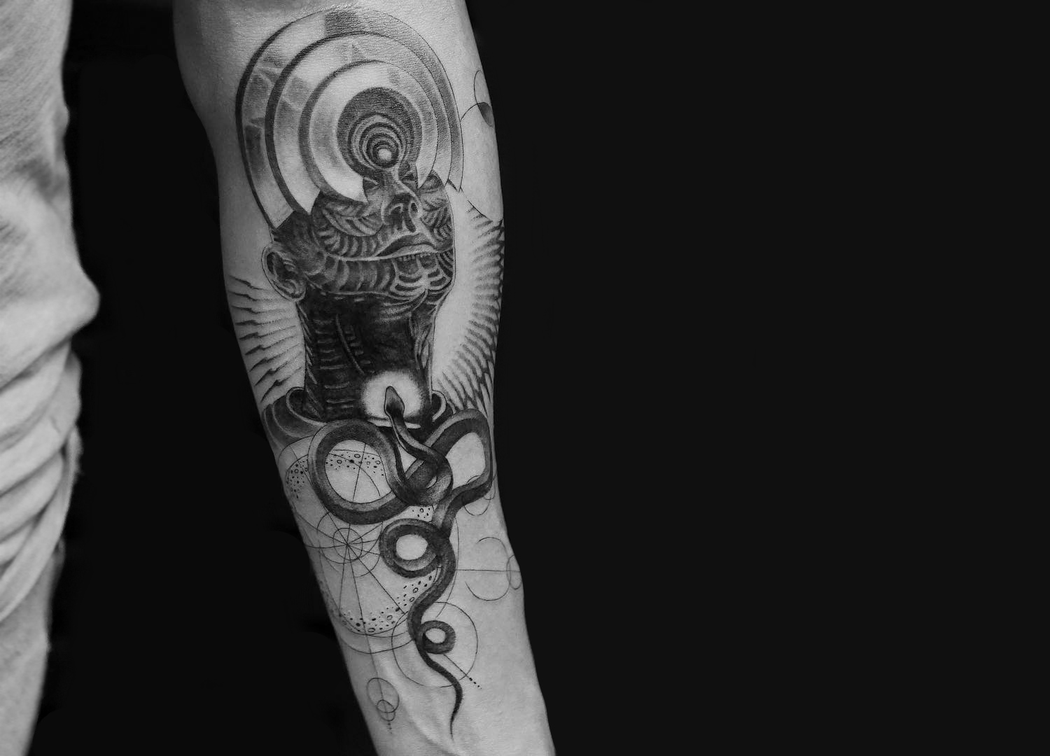 Alex Grey inspired tattoo by Balazs Bercsenyi of Bang Bang Tattoos New York