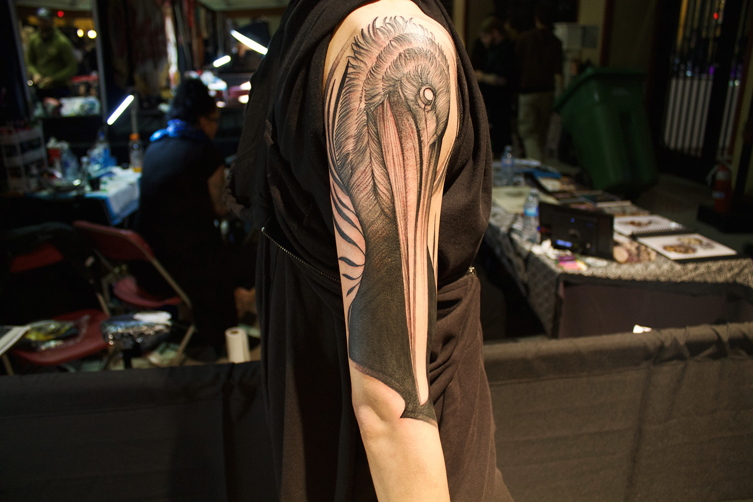 Frank Carrilho, Art Tattoo Montreal Show - finished piece, pelican