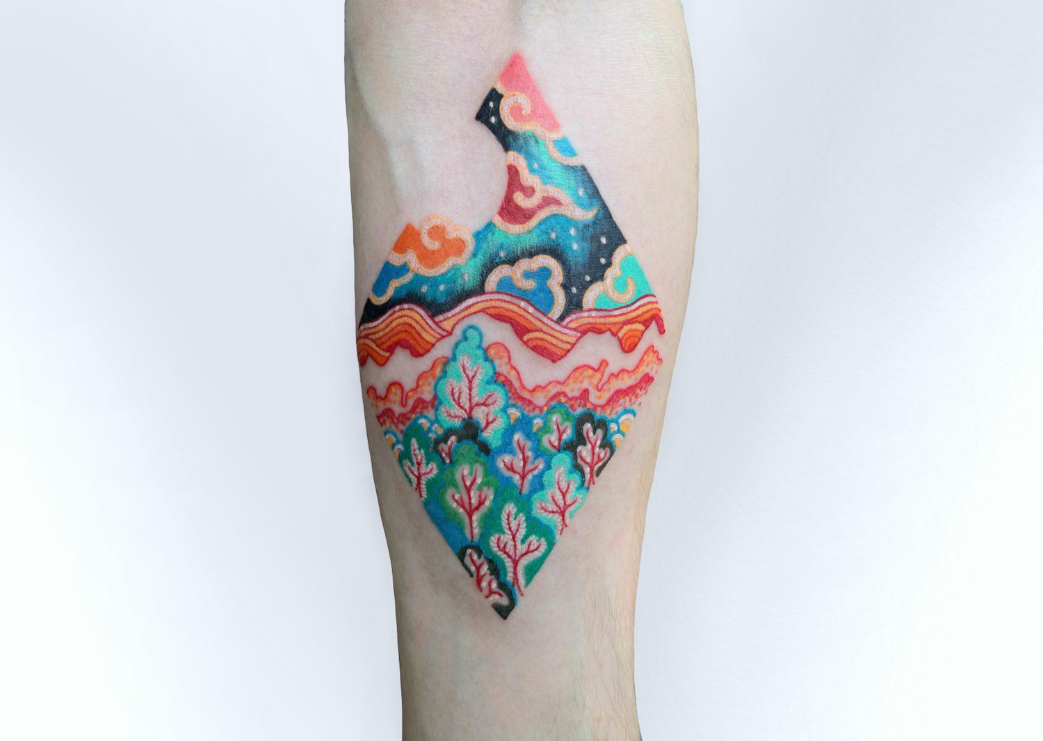 Psychedelic landscape tattoo by Pitta KKM