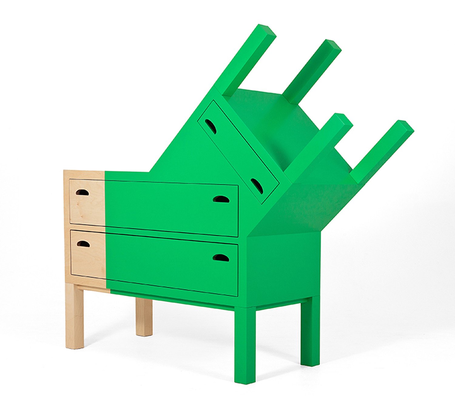 Double face chest of drawers, green