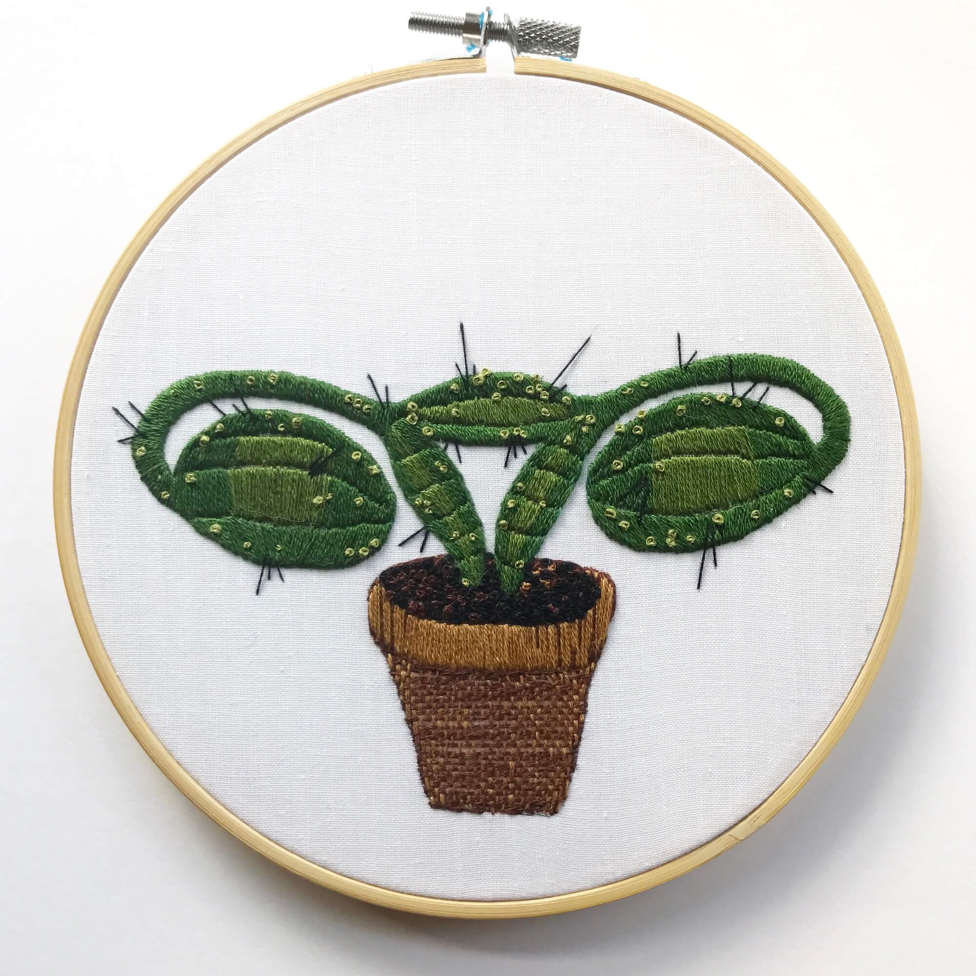 Ovaries embroidery with cactus motif