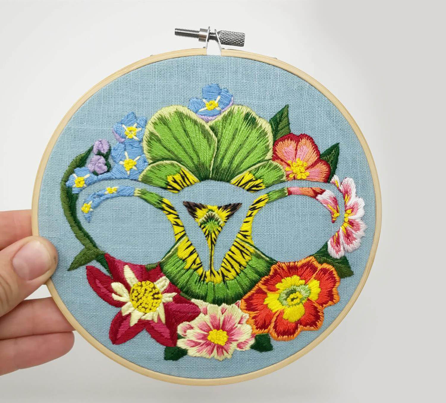 Ovaries embroidery with flower