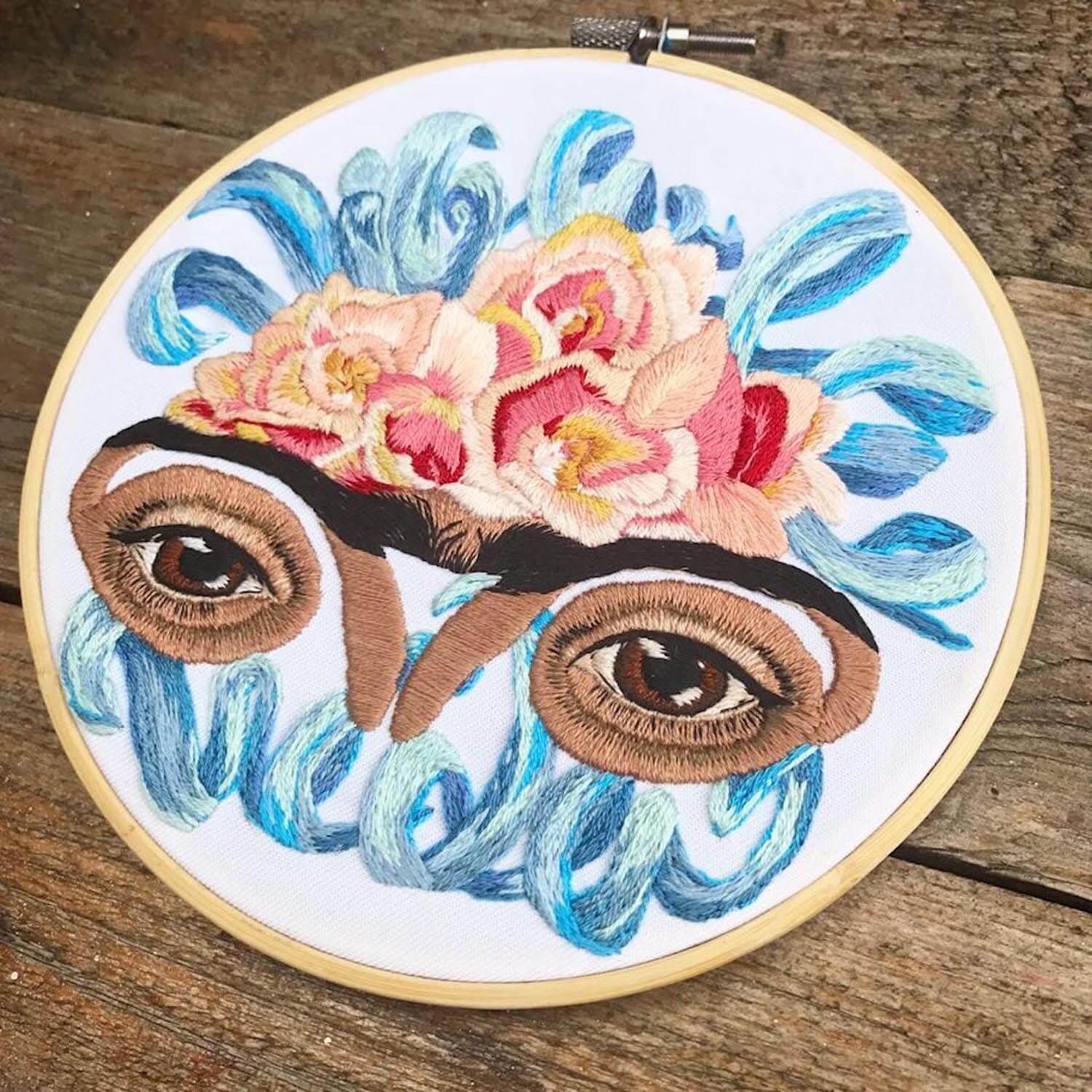 Ovaries embroidery with frida kahlo motif