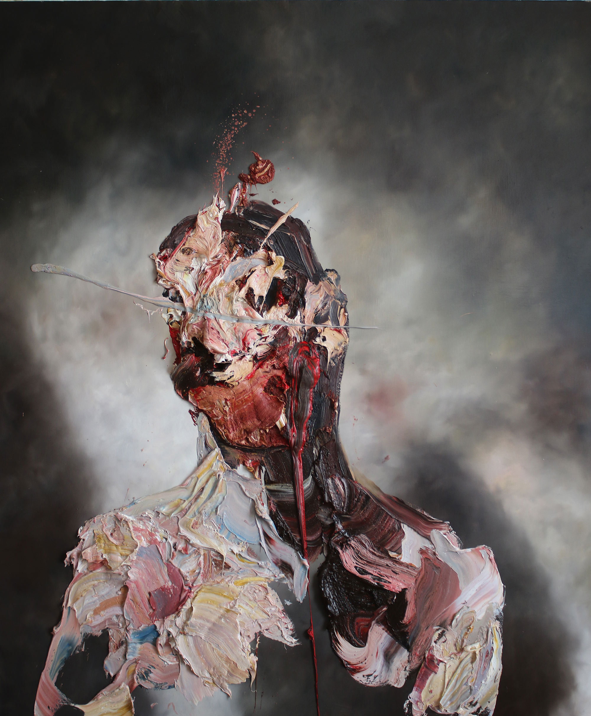 Antony Micallef - self-portrait with blue slash