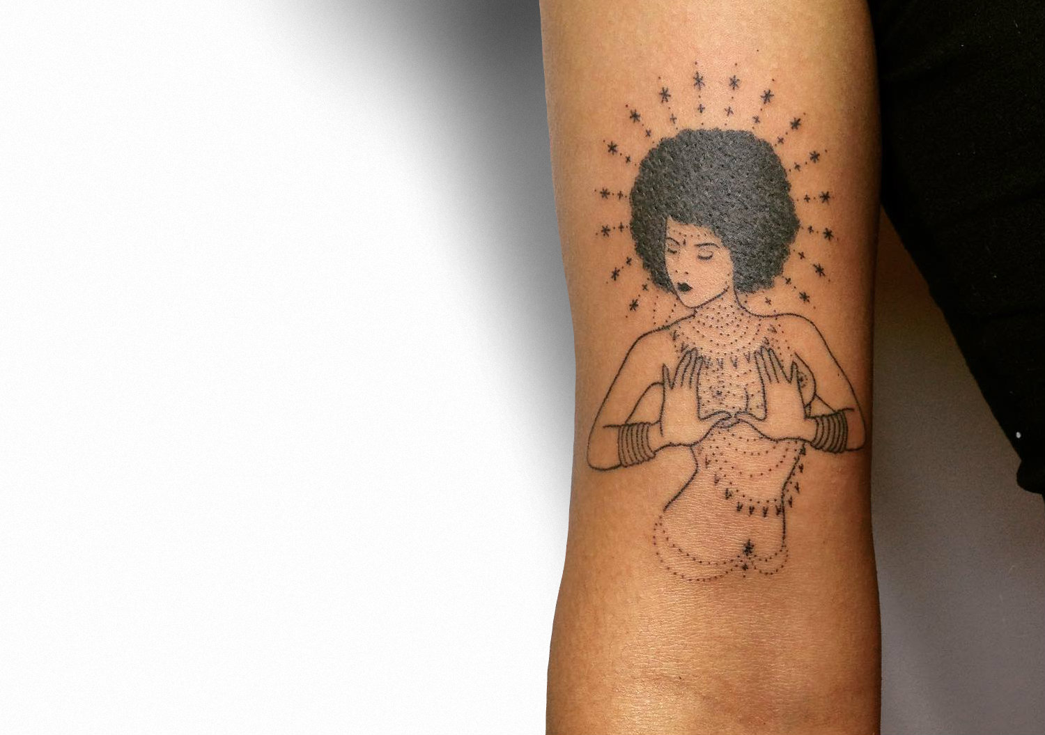 Natural hair afropunk goddess tattoo by Tati Compton