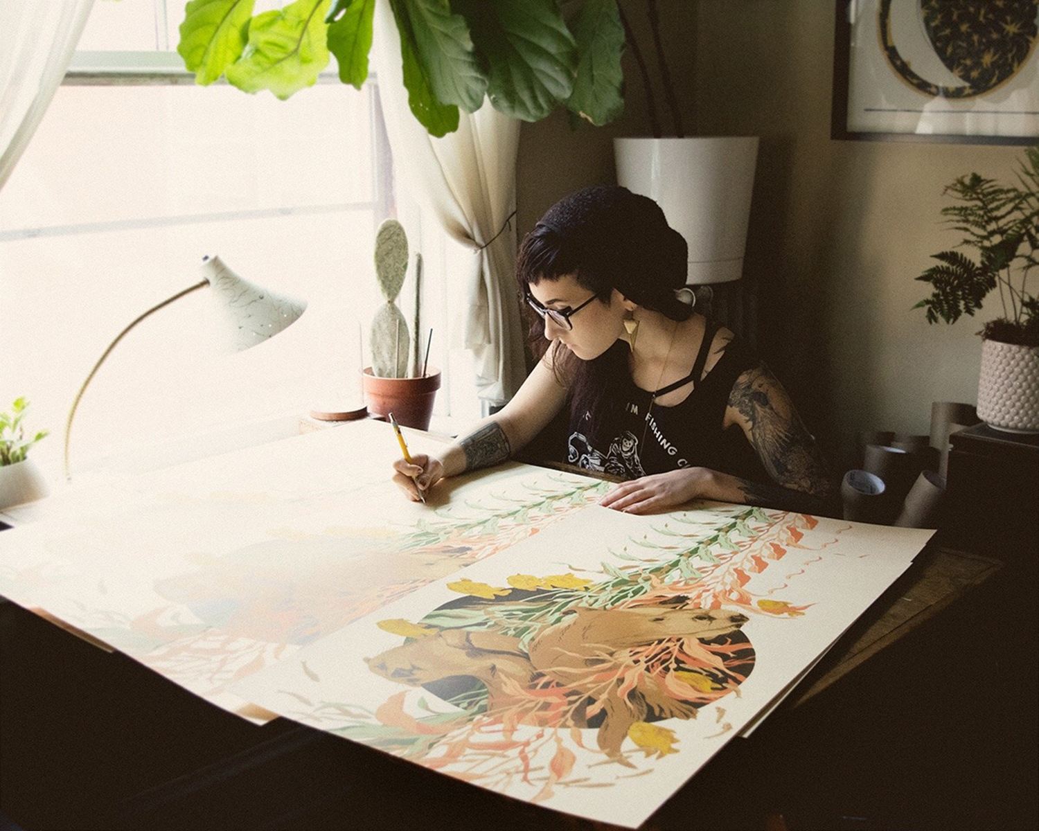 artist tegan white in studio