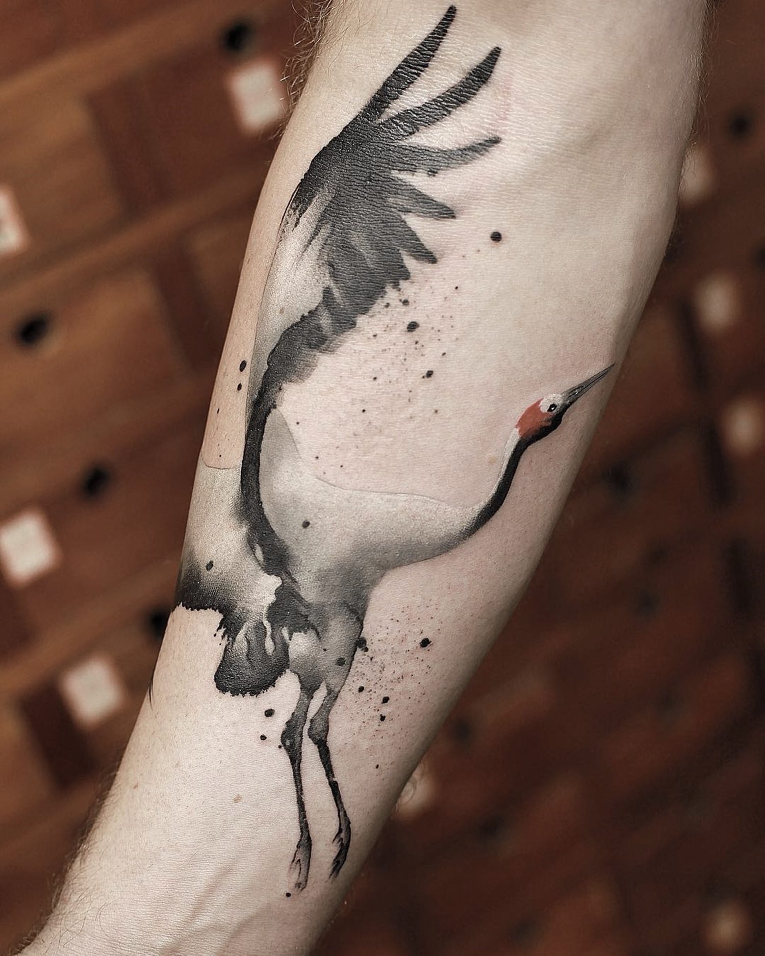 bird tattoo, asian style, ink wash, chinese