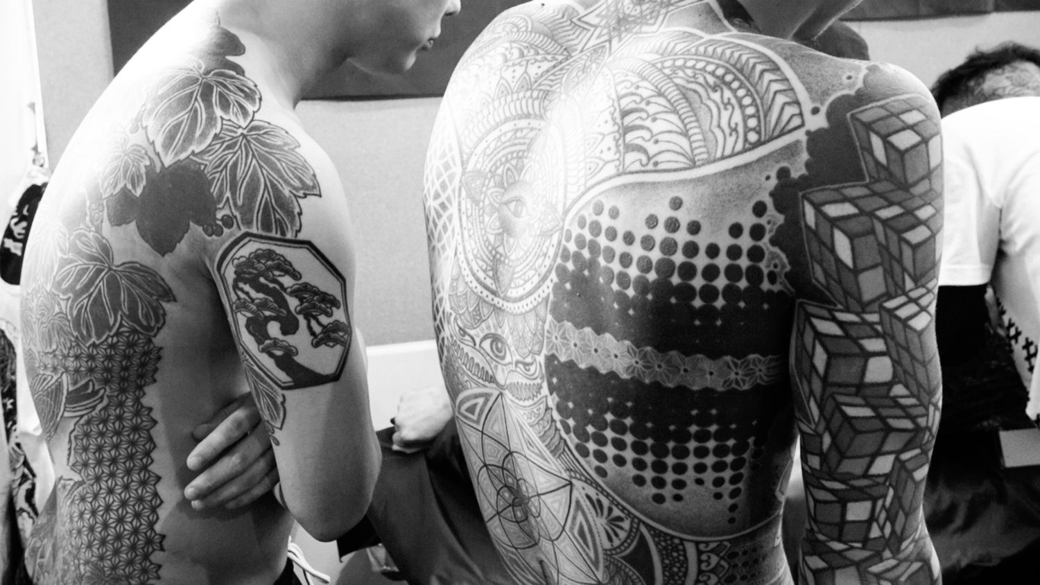 Tattooed backs, london tattoo convention, japanese