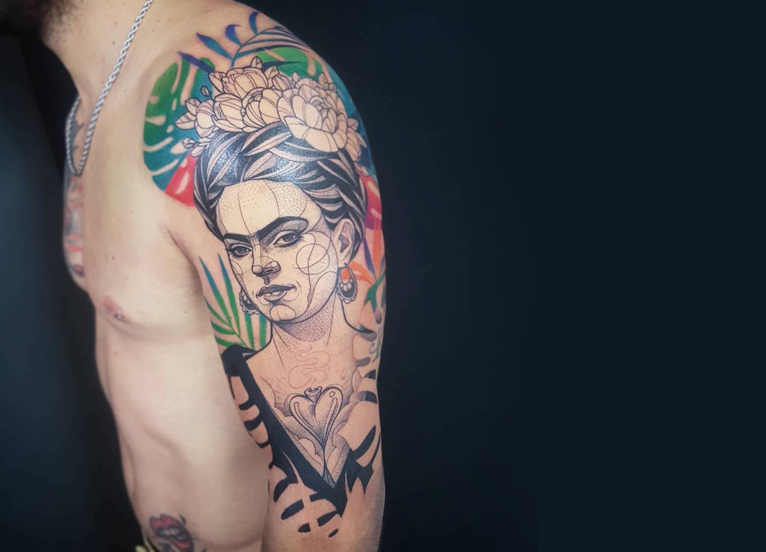 Tattooed portrait of a woman by Kati Berinkey