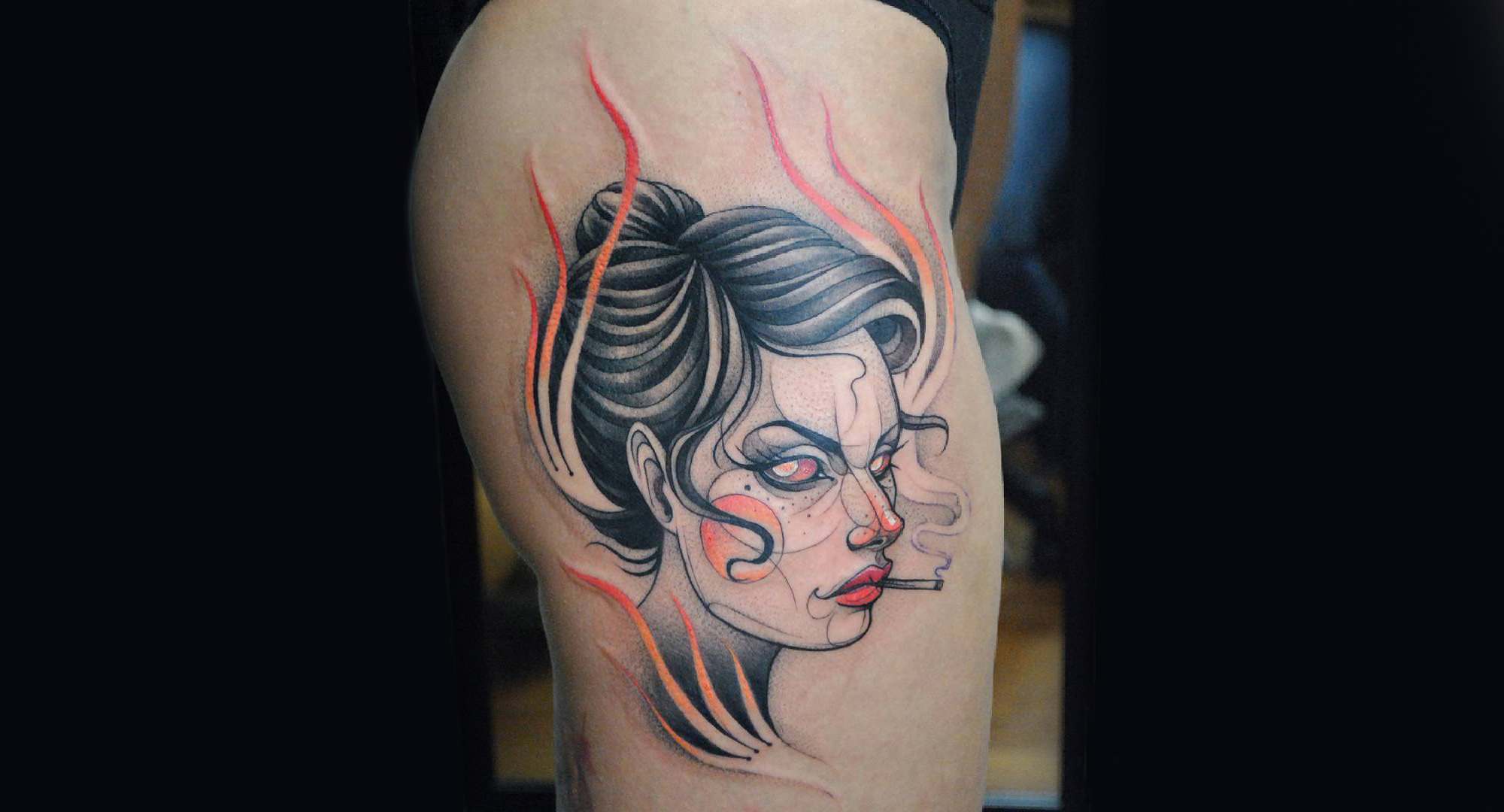 Tattooed portrait of a woman by Kati Berinkey