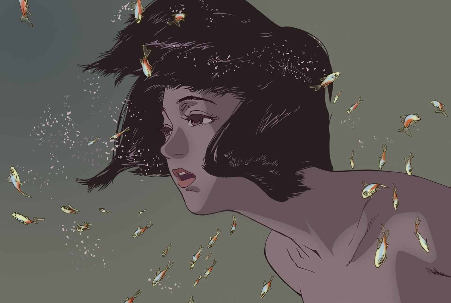 girl and goldfish, perfect blue