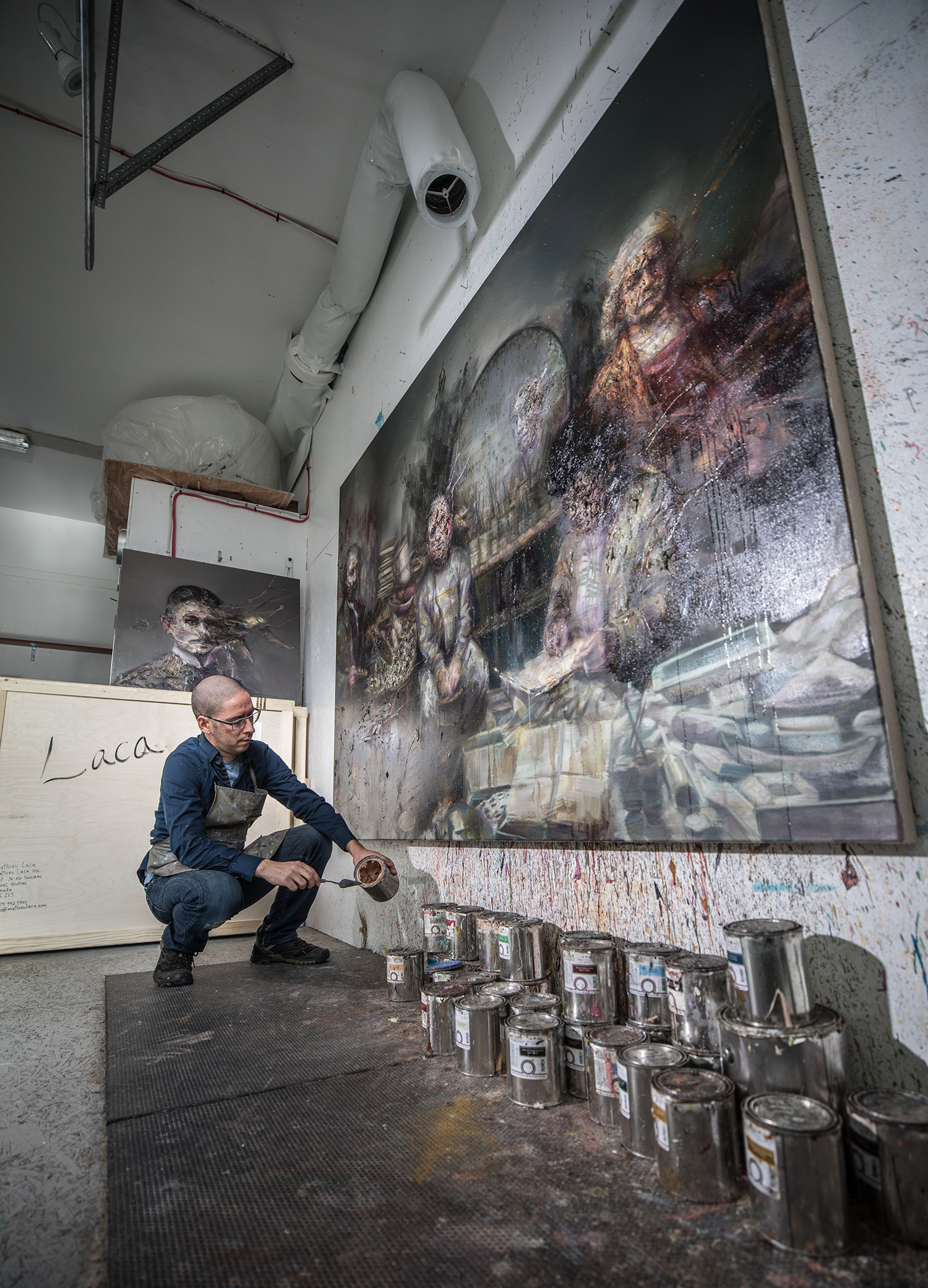 Mathieu Laca - artist with painting