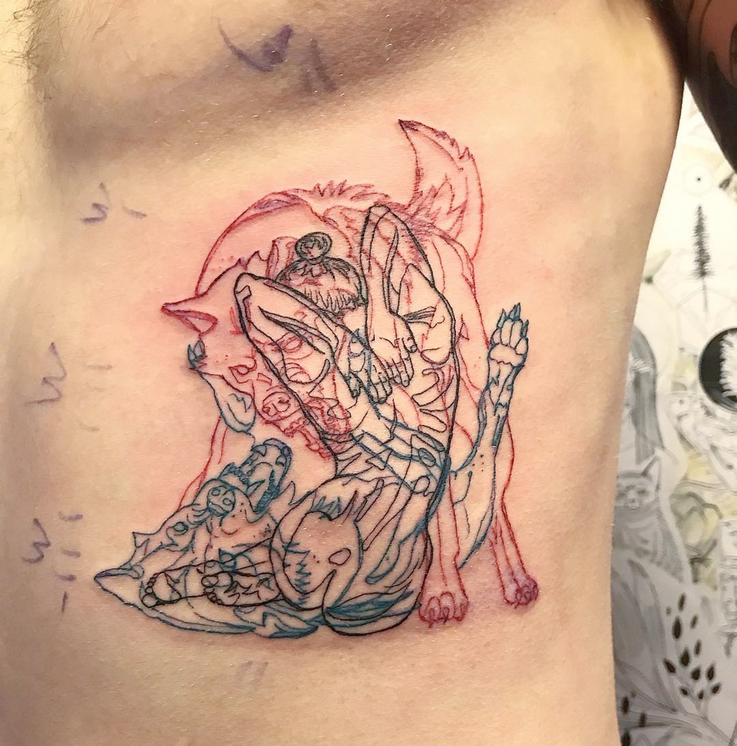animal fight tattoo