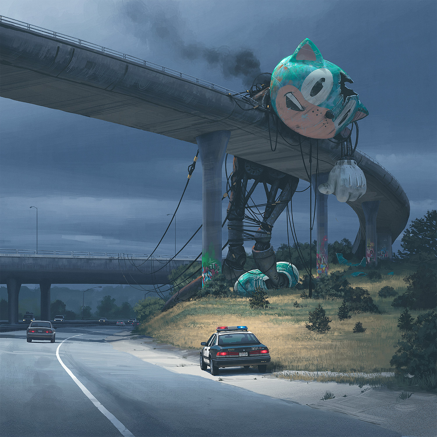 Simon Stalenhag - destroyed icon, Sonic