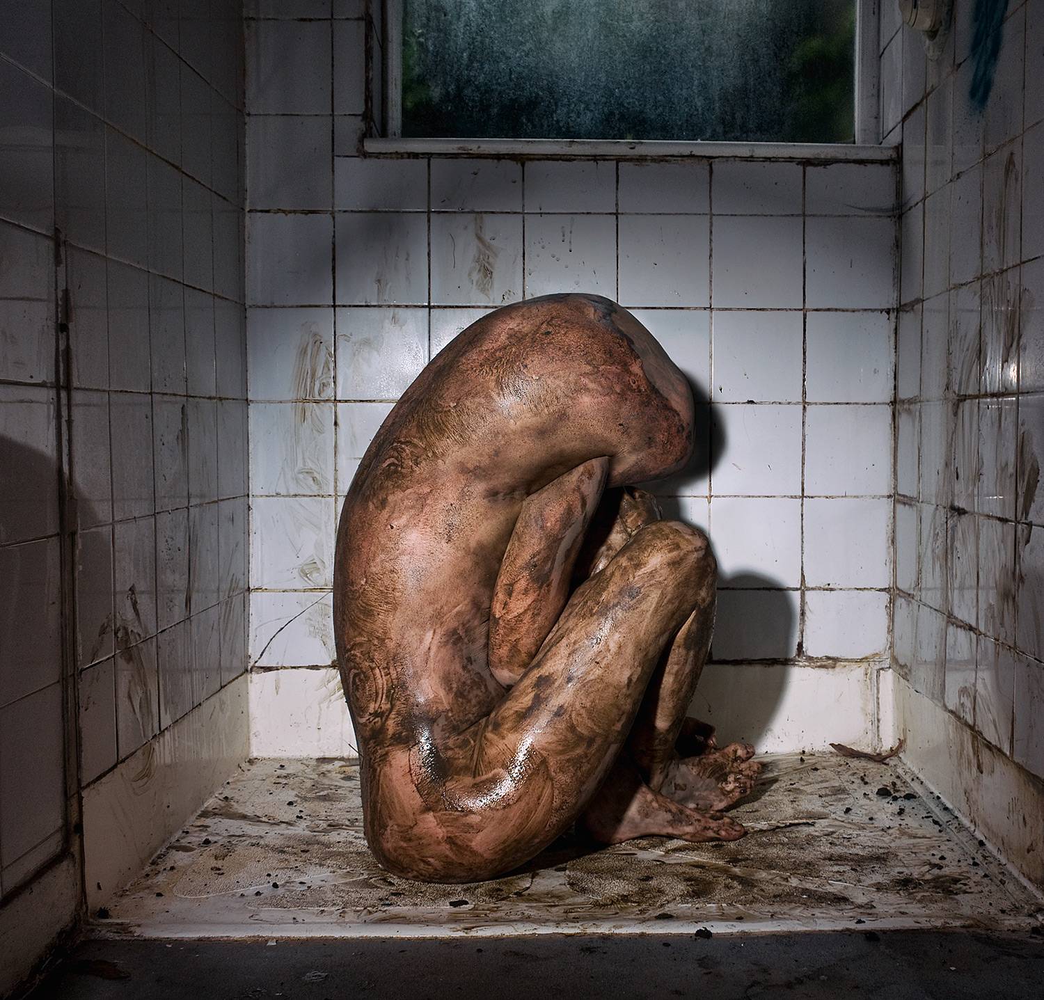 Javier Gallego Escutia - surreal nude portrait in shower