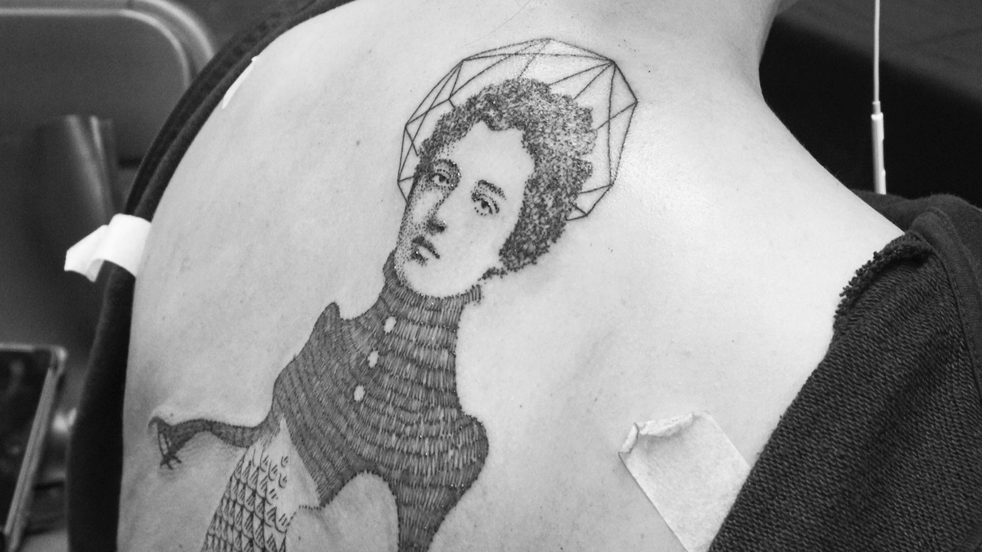 victorian mermaid tattoo on back