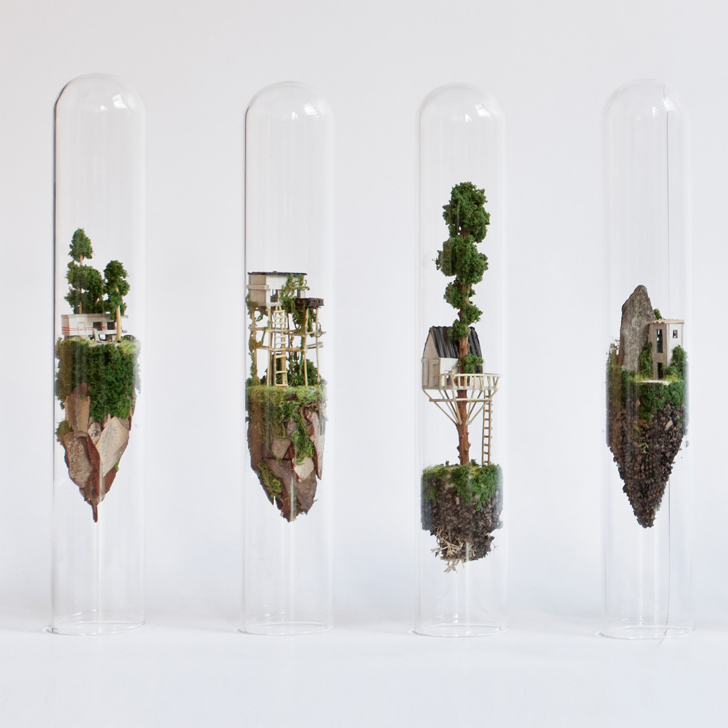 Micro Matter Miniature Sculptures in Glass Test Tubes by Rosa de Jong