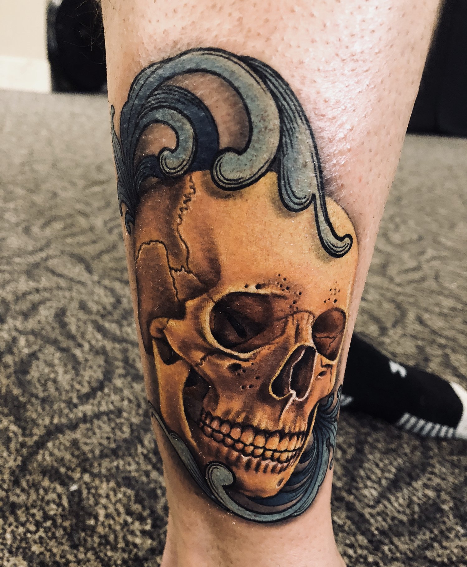 skull tattoo by megan massacre at van isle tattoo expo