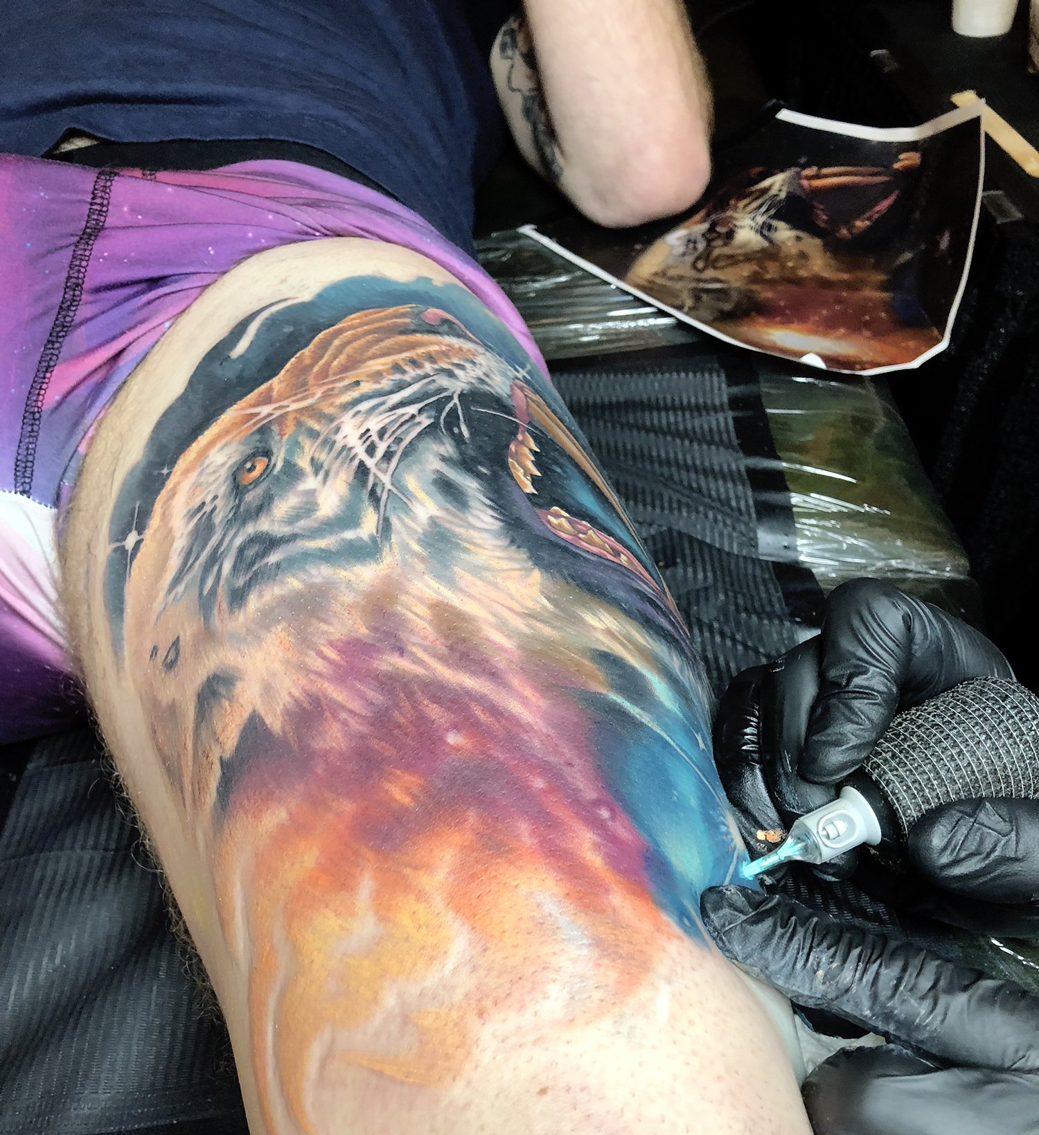 galaxy tiger tattoo by liam monahan, canada tattoo convention