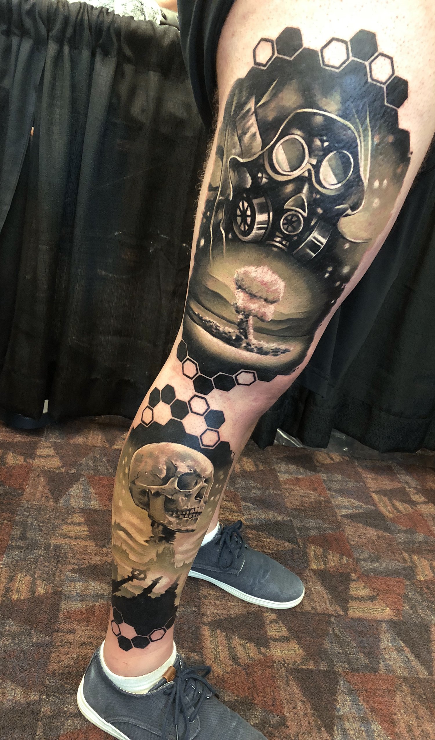 apocalypse tattoo, skull, tattoo by ink by saga