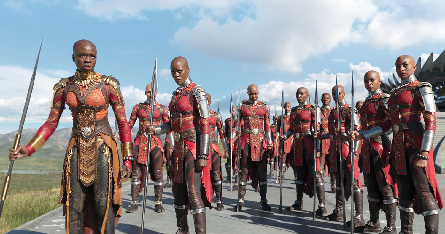 red clothing design, costume, black panther movie