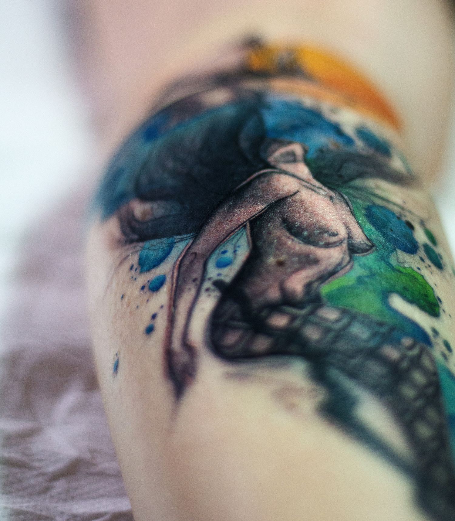 mermaid, watercolor tattoo style