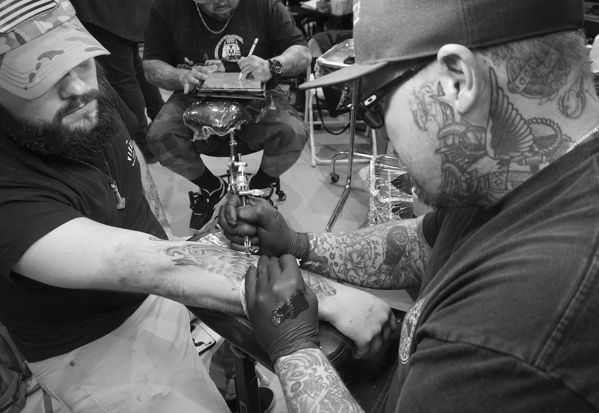 thegoldentattoorose, arm tattoo at feather falls tattoo expo