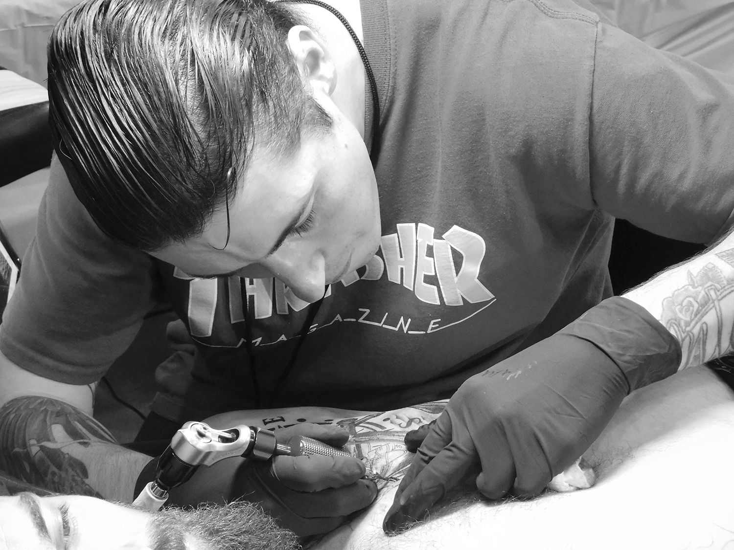 nolan hattoon tattooing client at santa cruz, kaiser permanente