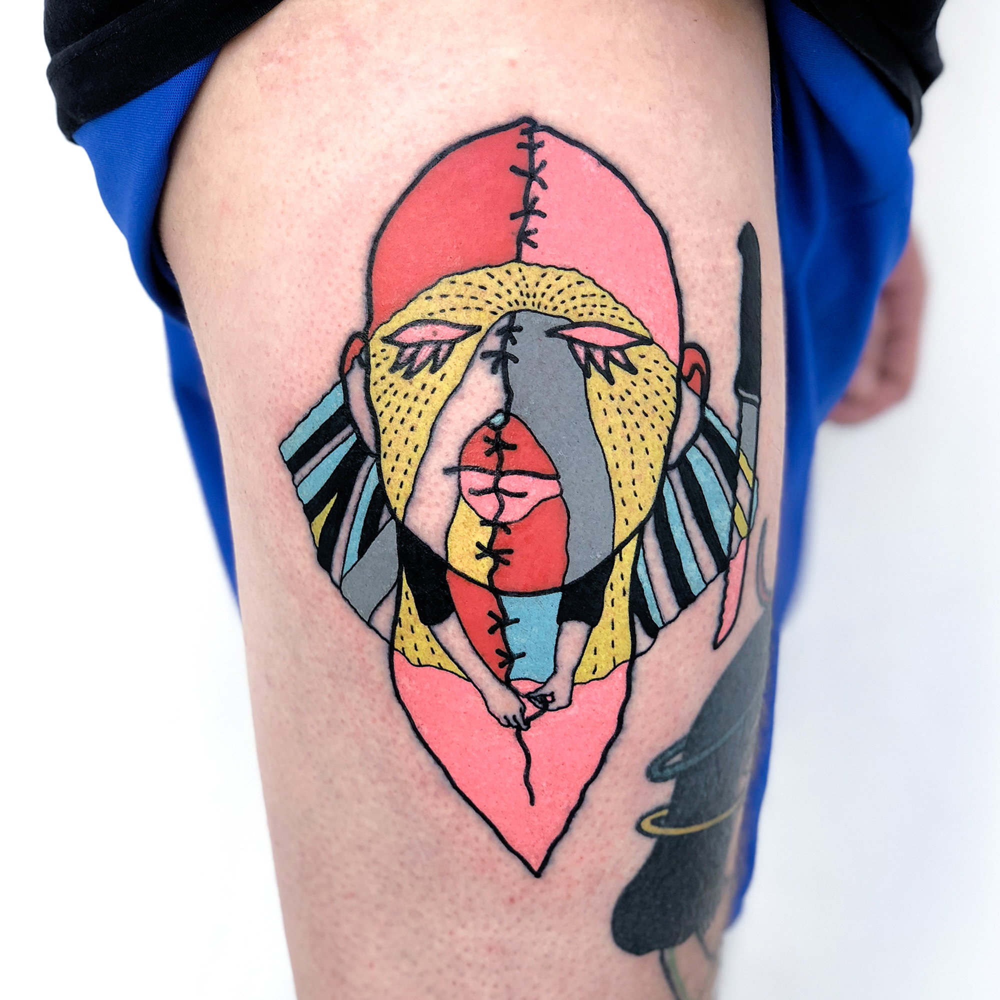 abstract tattoo portrait, color tattoo