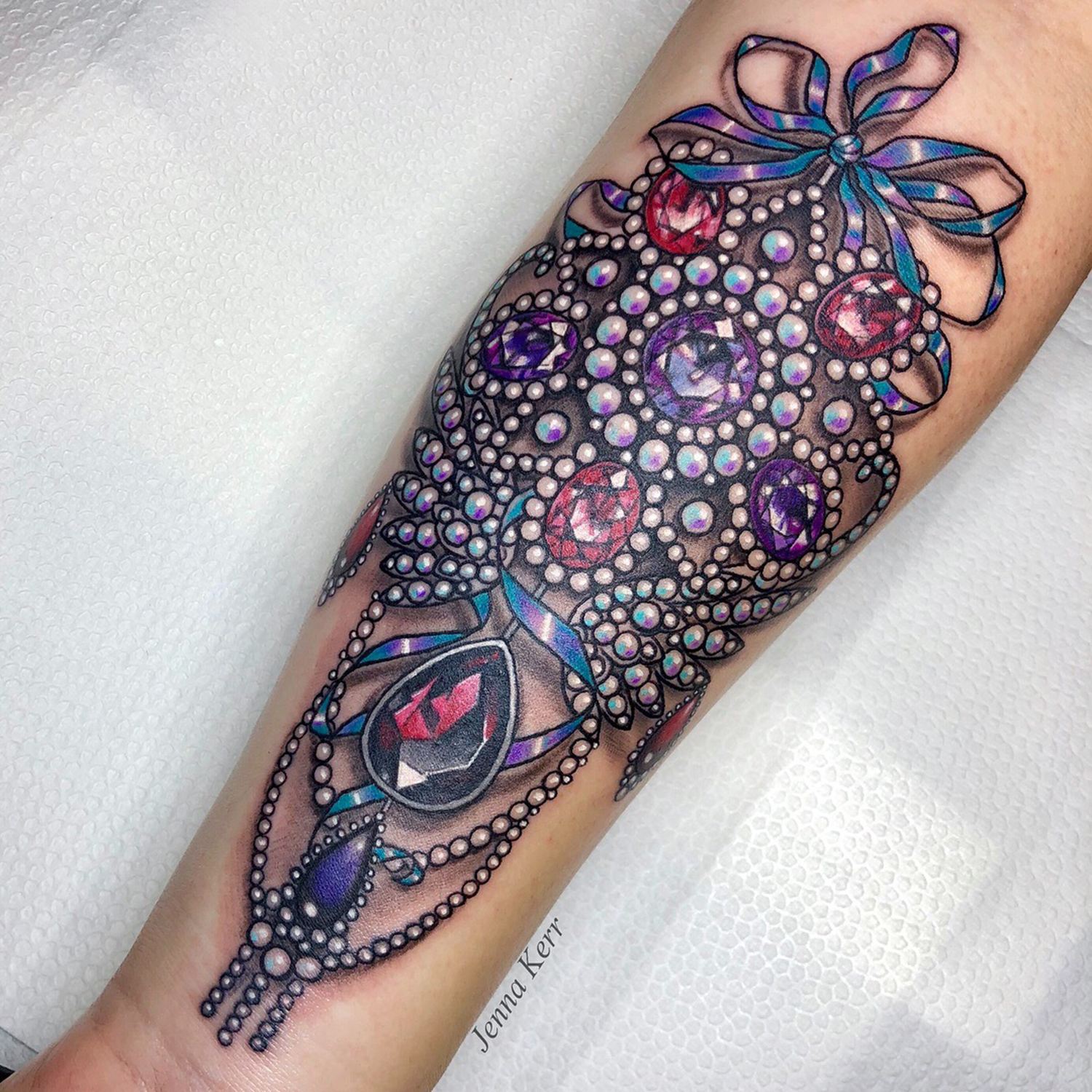 baroque style tattoo, gems, jewllery, jewels