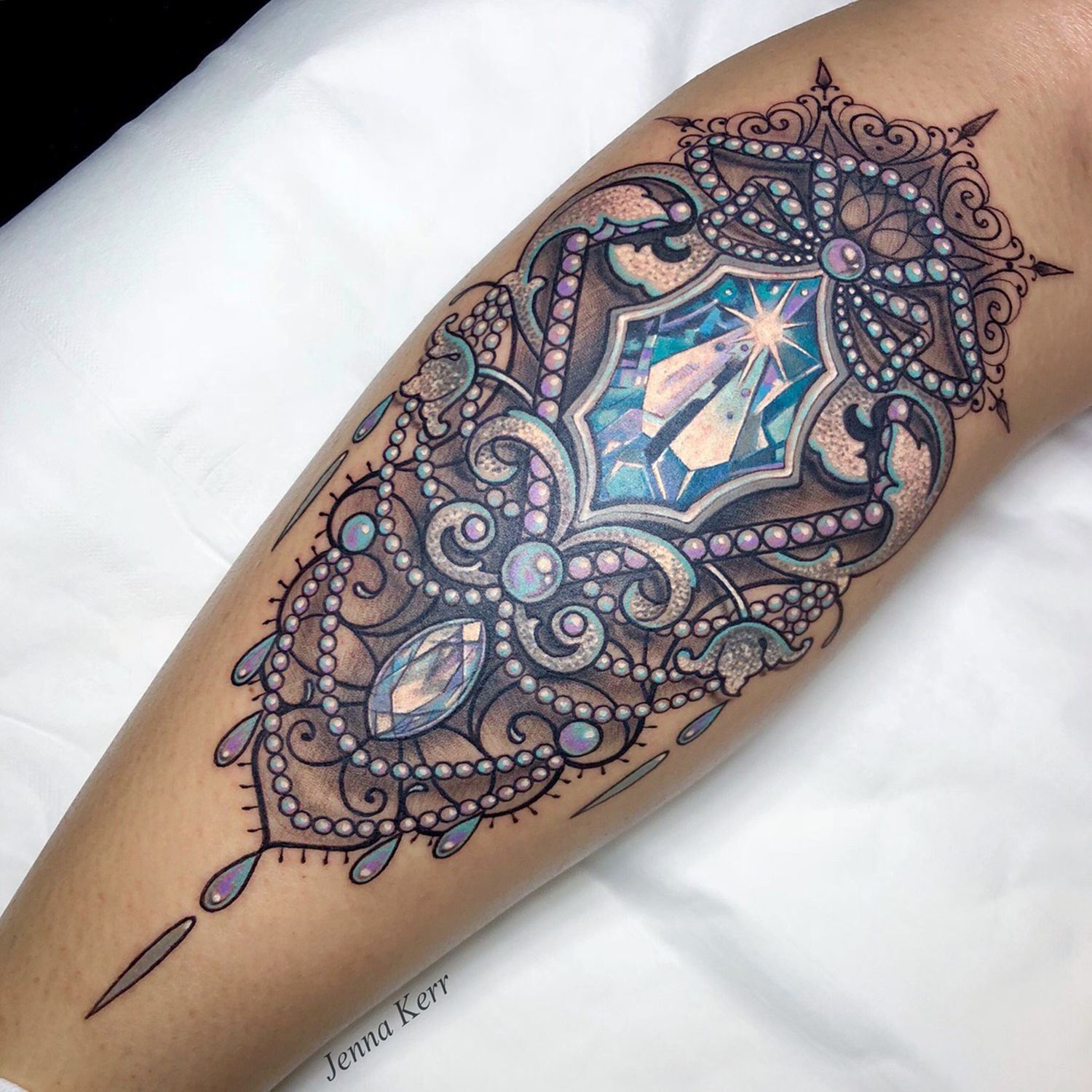  blue ice jewelry tattoo, baroque