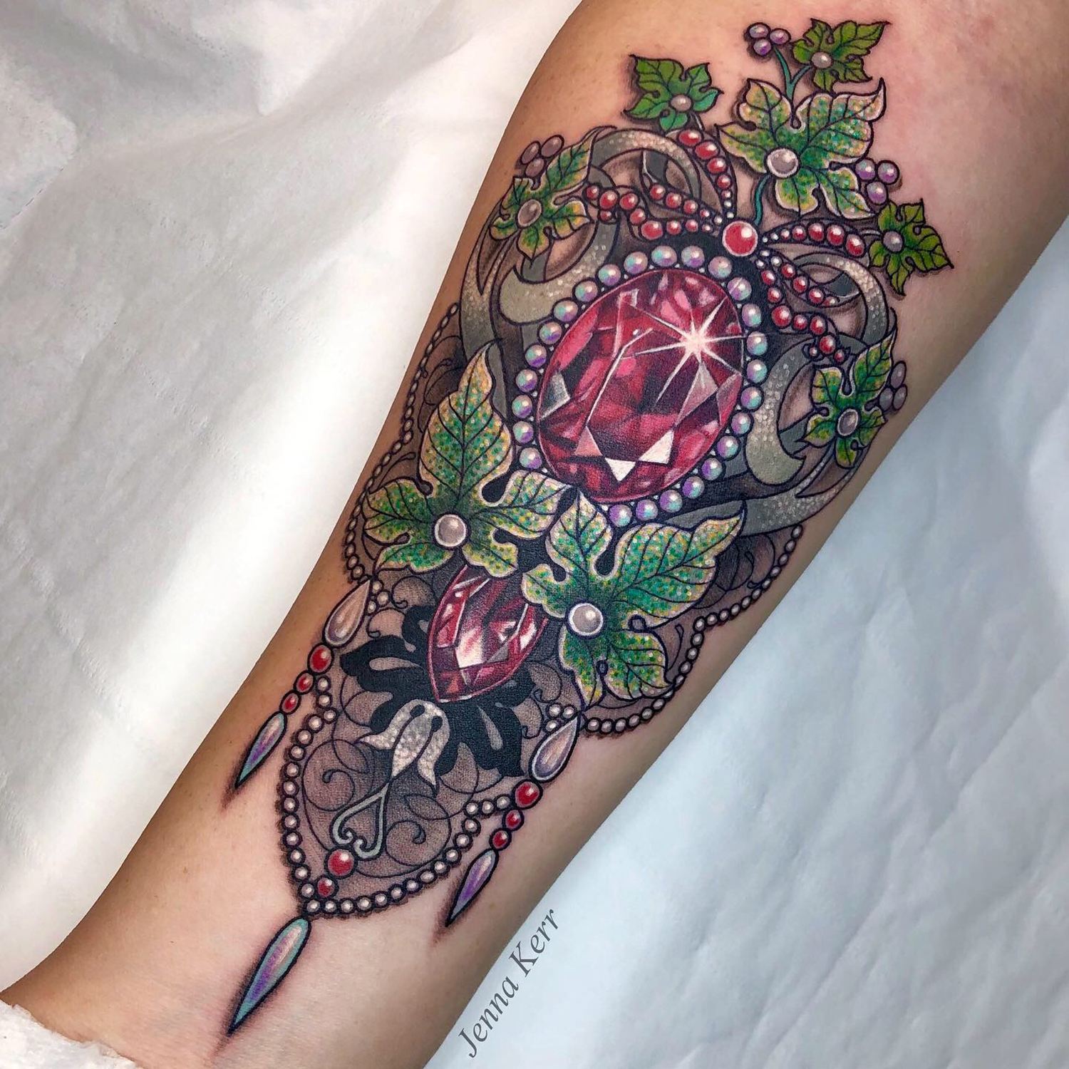 art nouveau tattoo nature, jewels