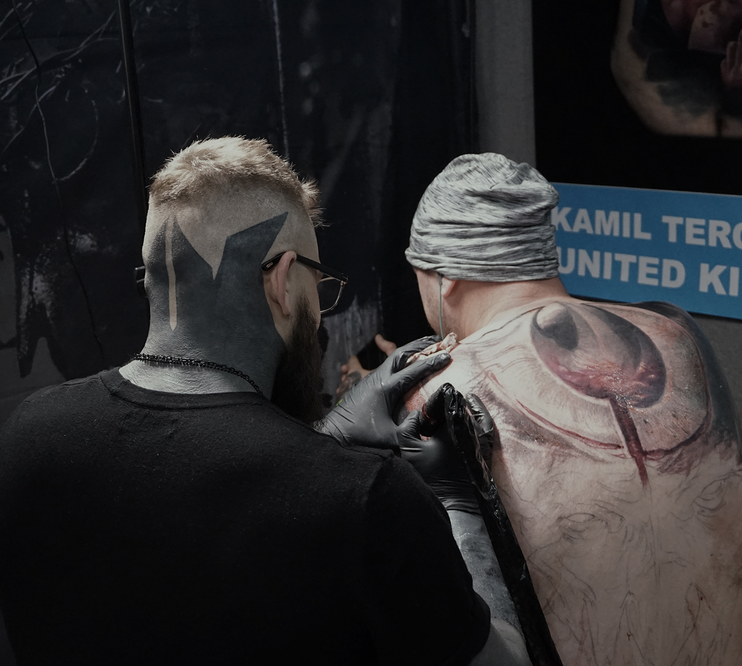 Johnathan Kelso, demonic tattoo on back, big tattoo