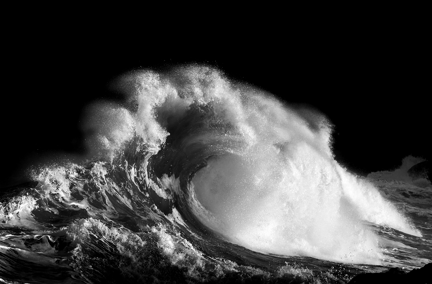 ocean wave, black and white, Lastlight - Ocean Calls For Help Fine Art Photography by Roberta Borges