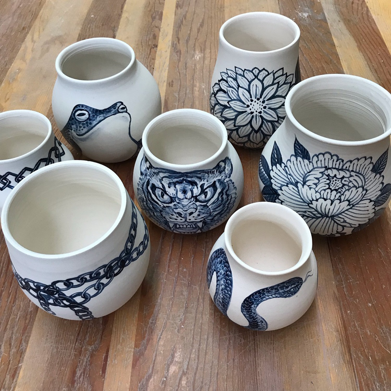 blue pottery painting by chris garver