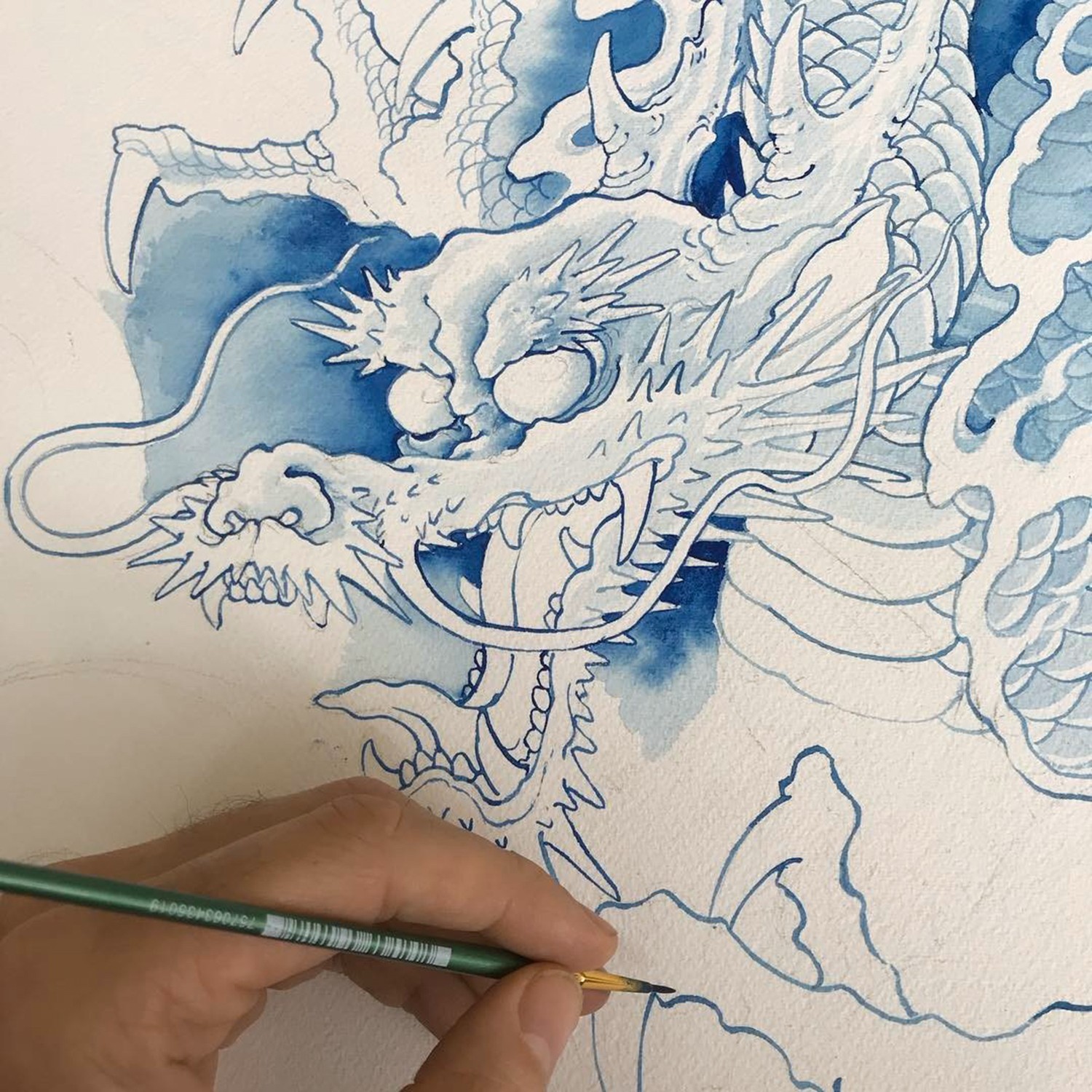 dragon painting in process by chris garver