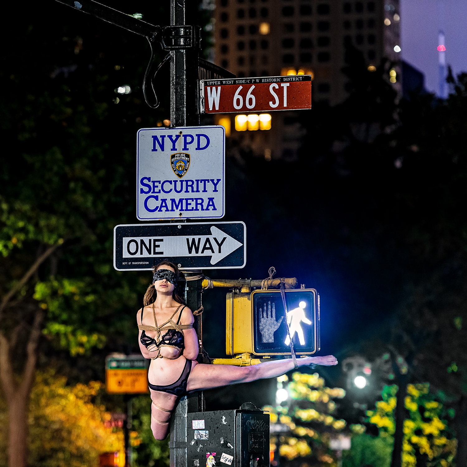 One way sign, nyc, new york photo, shibari model rope bondage