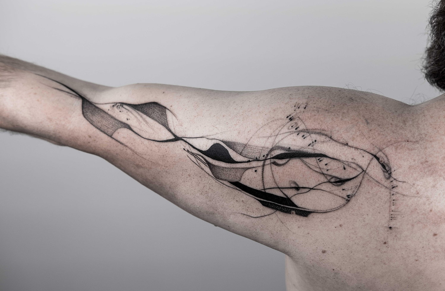 arm, blackwork tattoo, minimalist