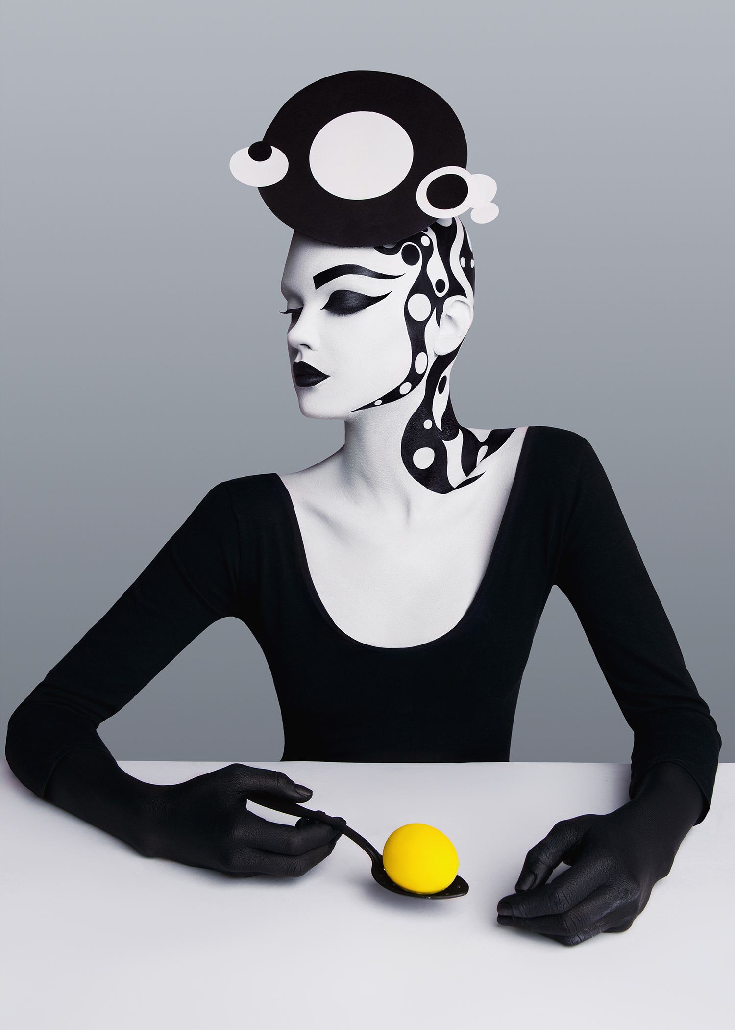 black and white body arm, makeup, Accents and Form Art Decor by Dasha Matrosova