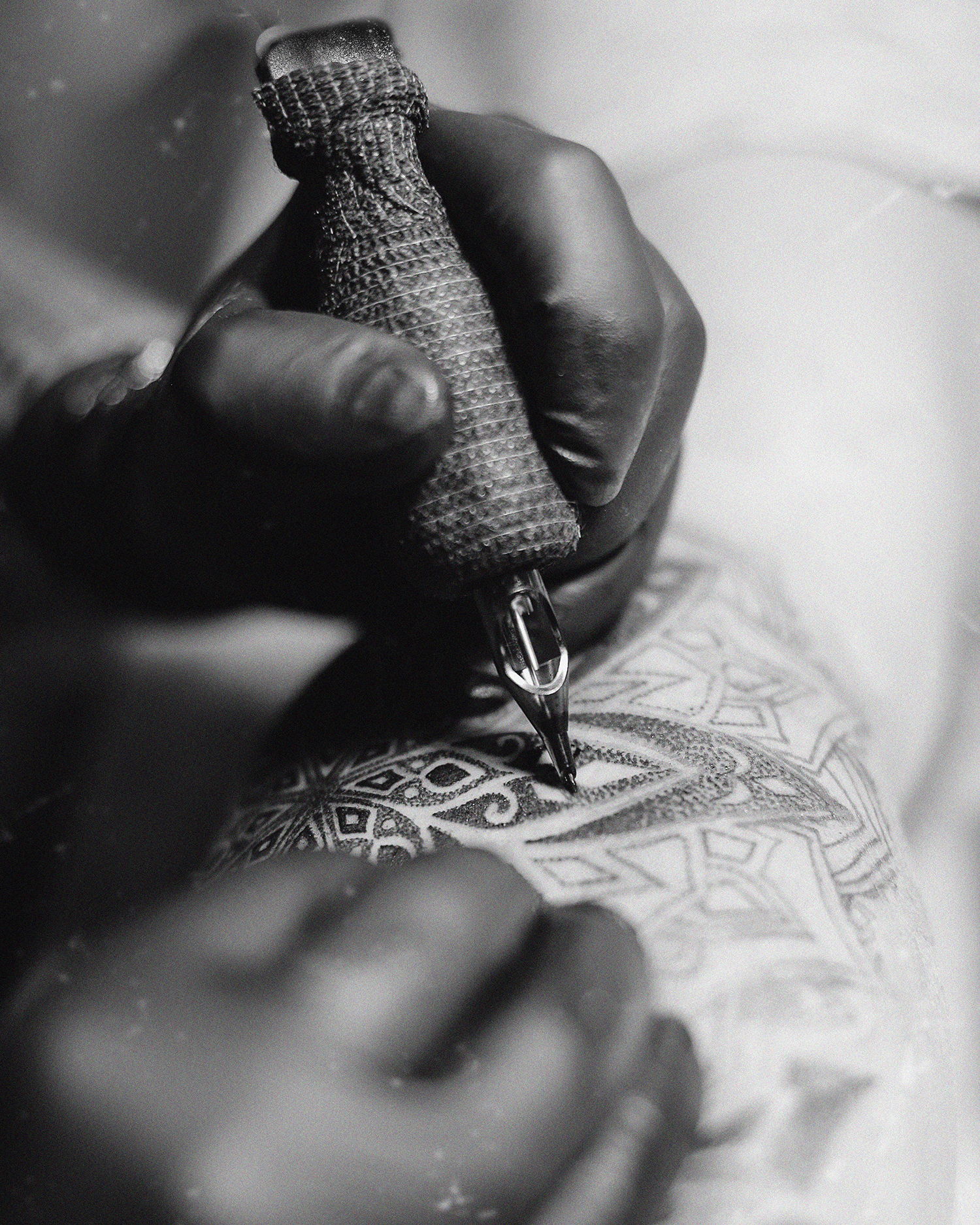 tattoo artist russian, blackwork, dotwork detail, bishop machine