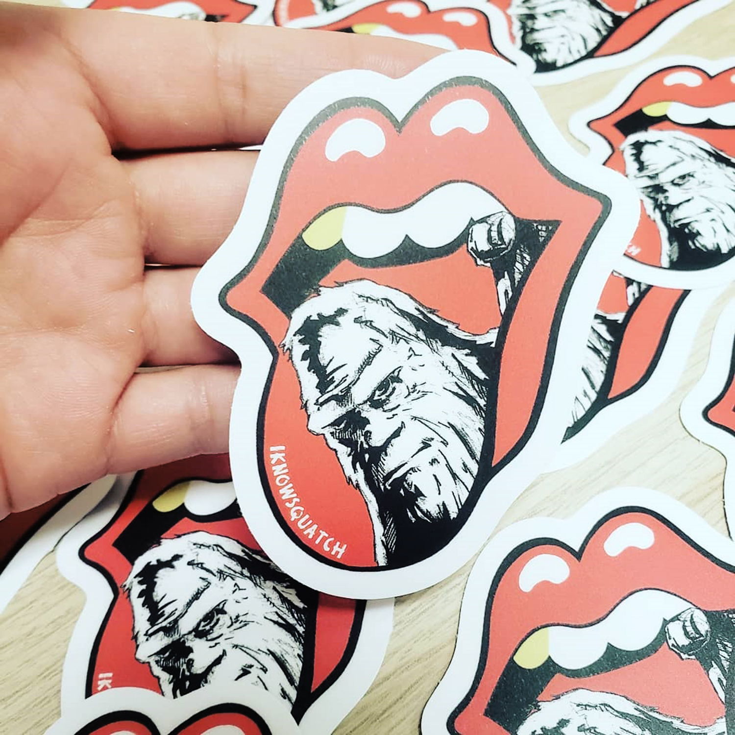 rolling stones yeti sticker, lips