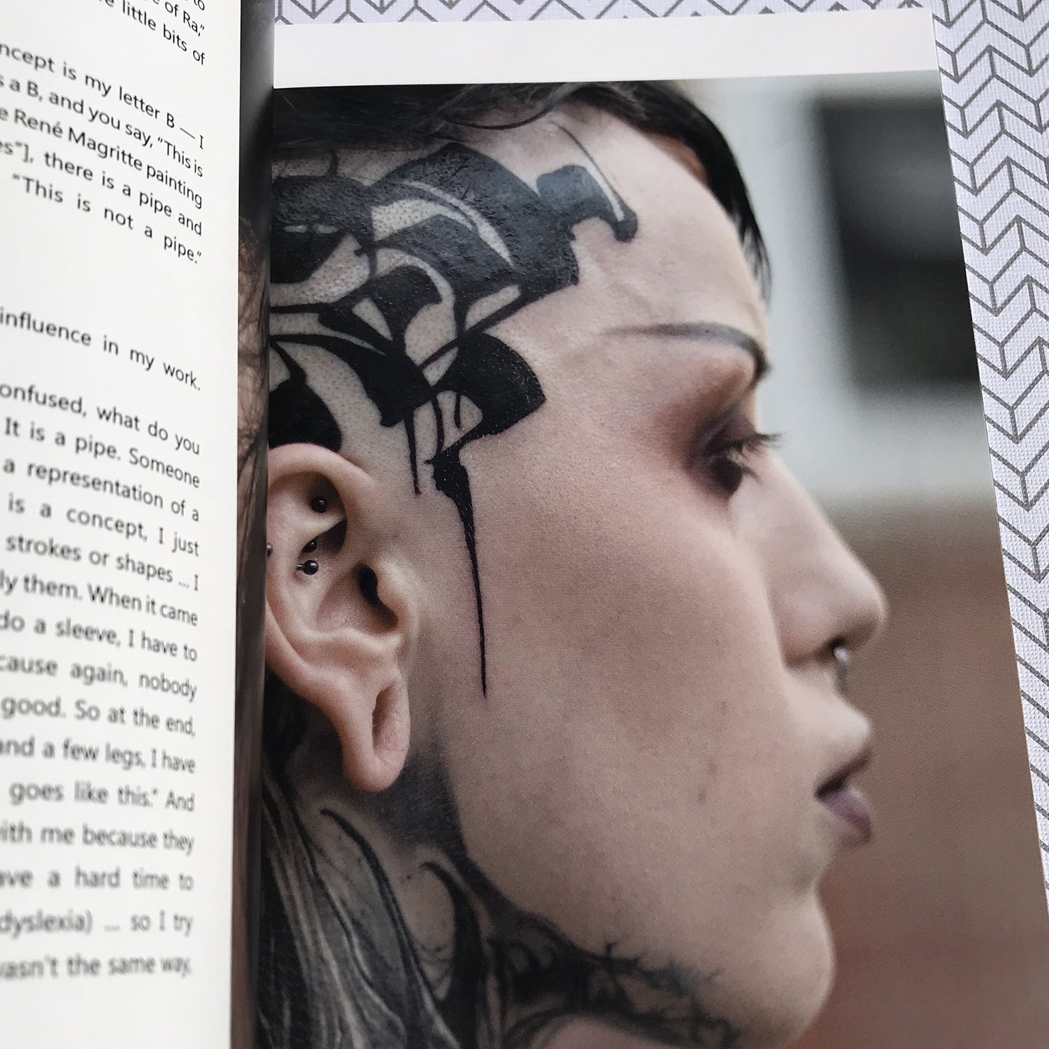 Gordoletters calligraphy tattoo, portrait, in tatoo book by scene360 and Adriana de Barros