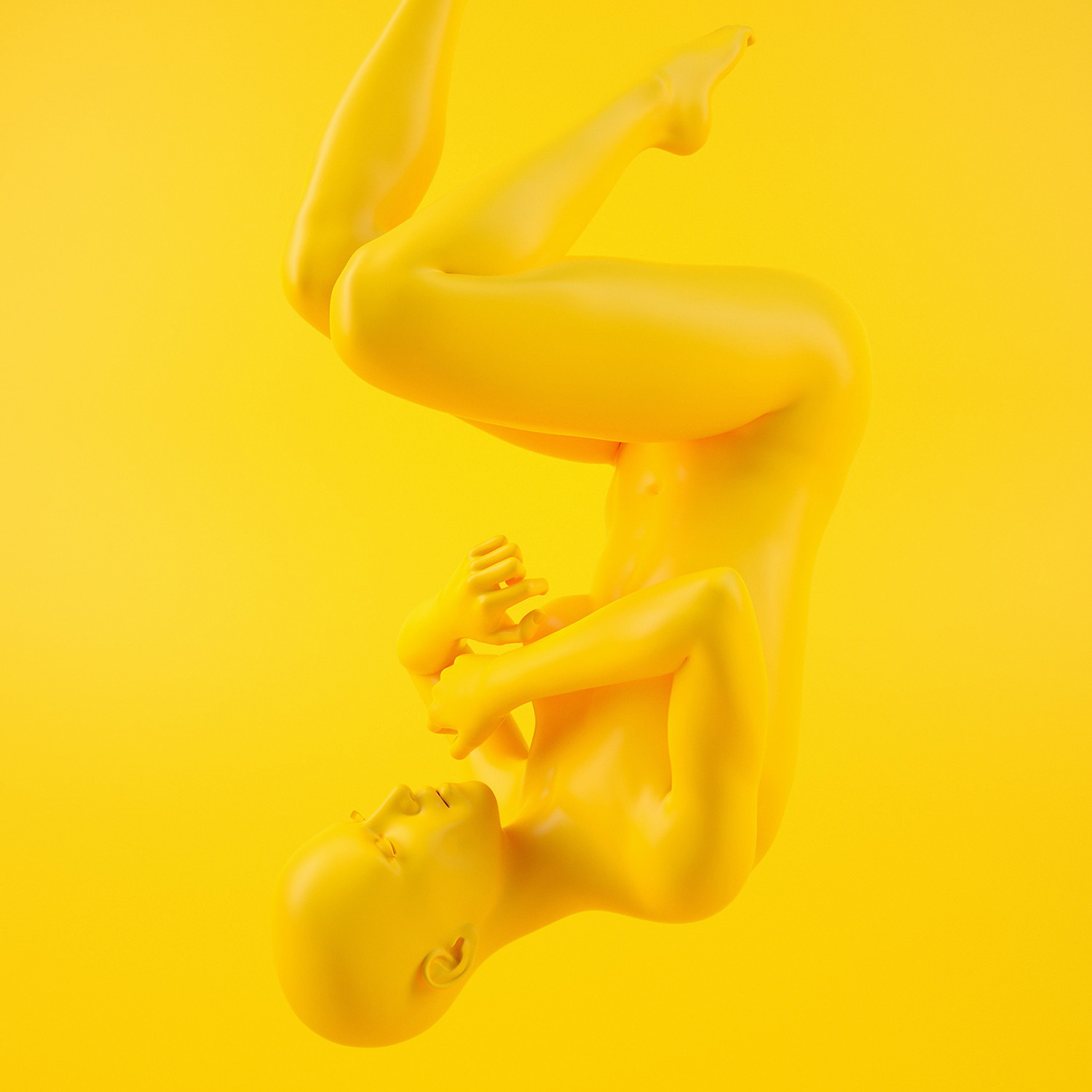 body floating, 3d art , Yellow Visual IP Design by Yu Chen