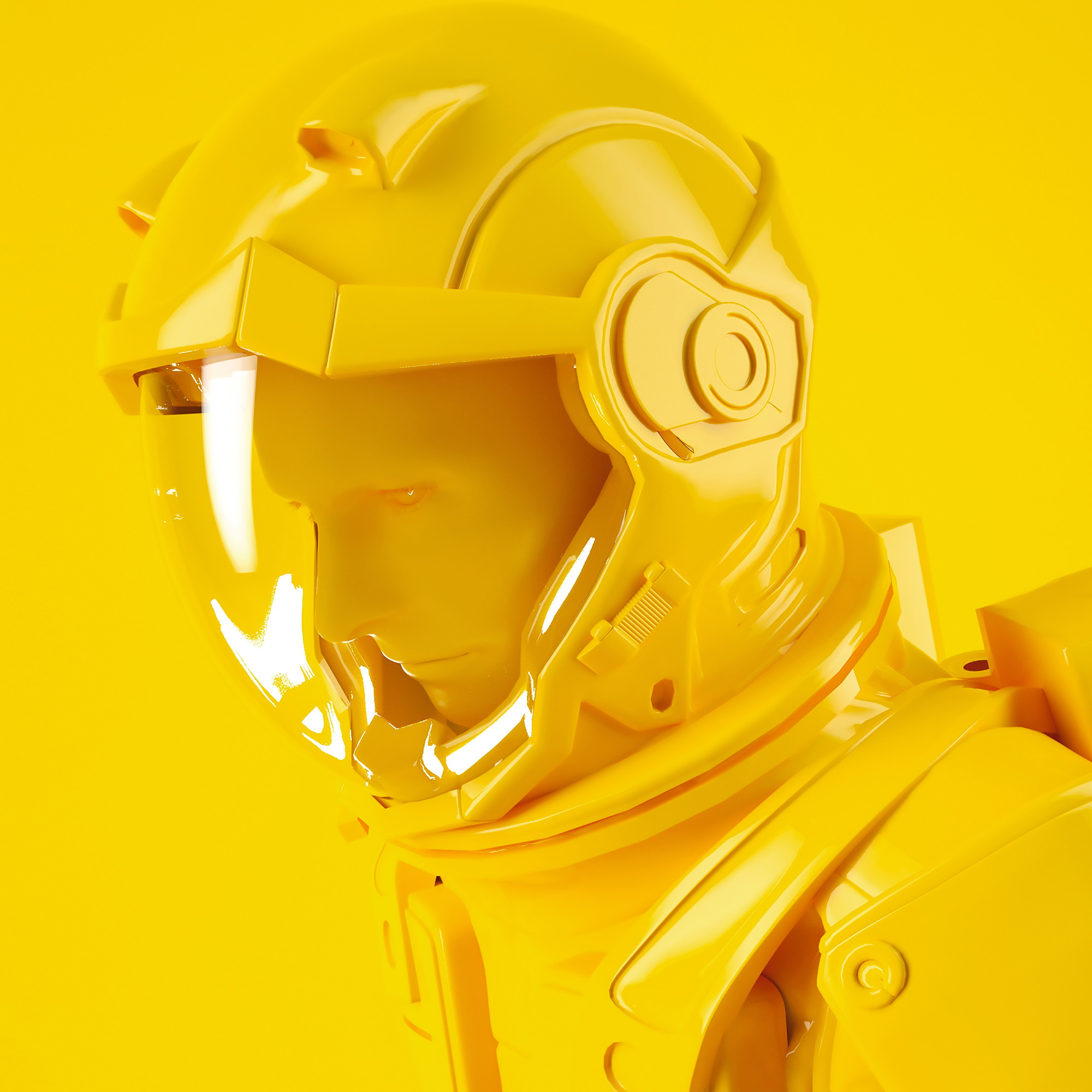 astronaut, 3d graphic, Yellow Visual IP Design by Yu Chen