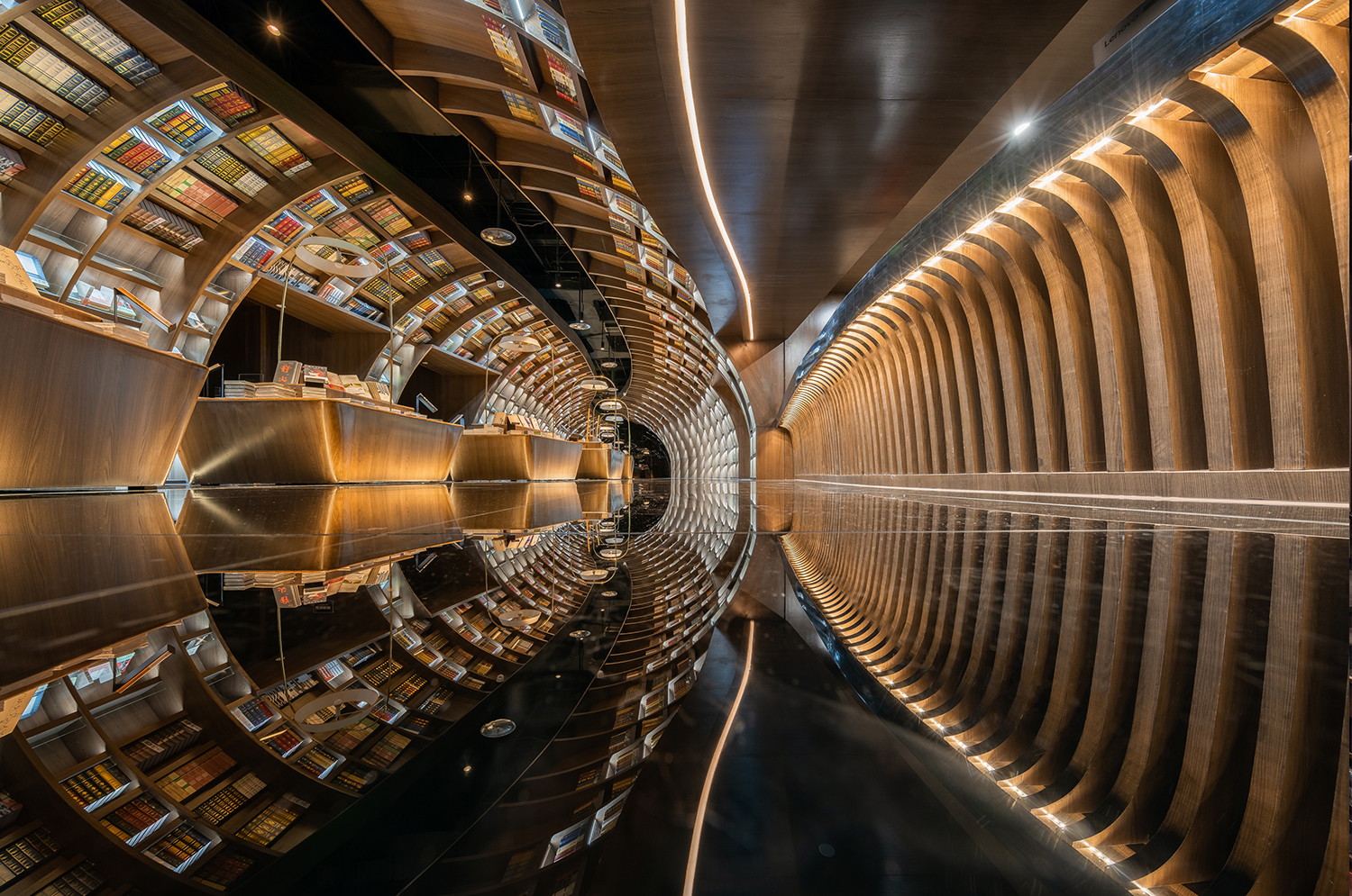 futuristic bookstore, Zhongshuge Bookstore by Xiang Li, adesign award and competition